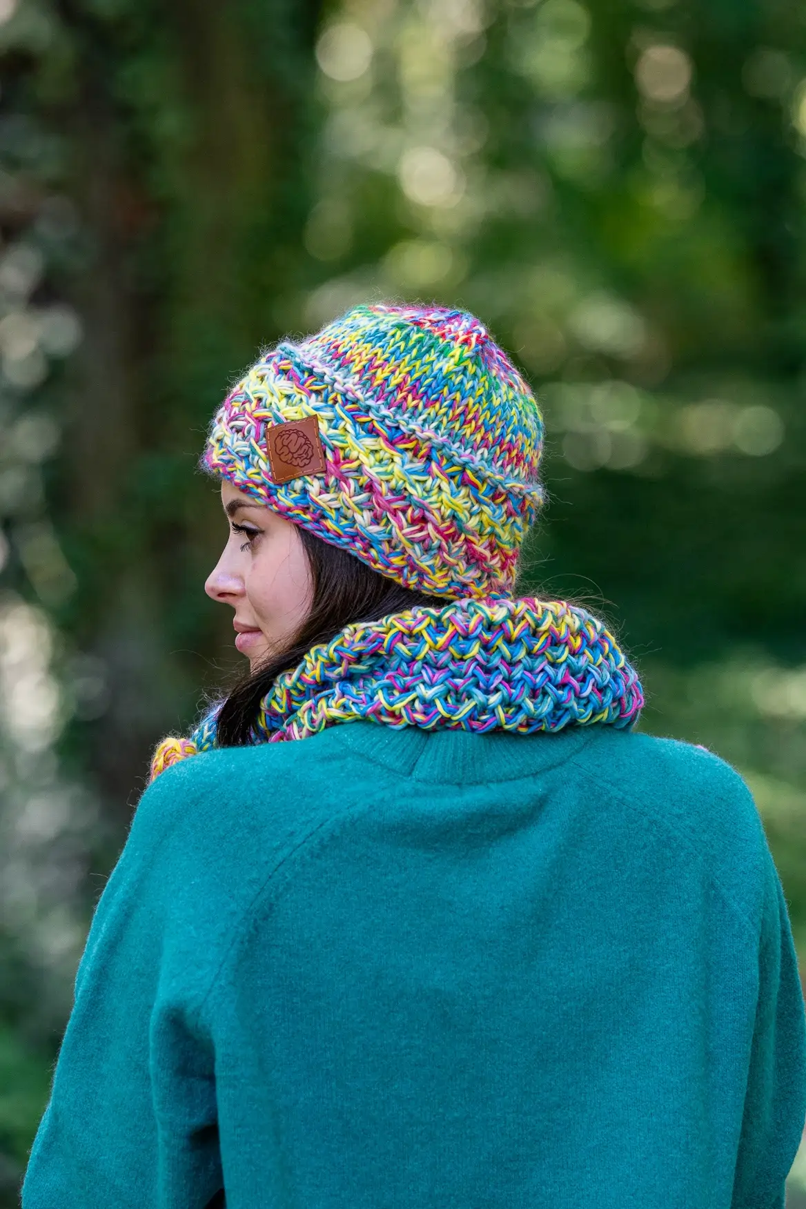 Czapka MERINO 100% Hope "Cukierki" + podszewka BAWEŁNA 134 mala kolorowa czapka