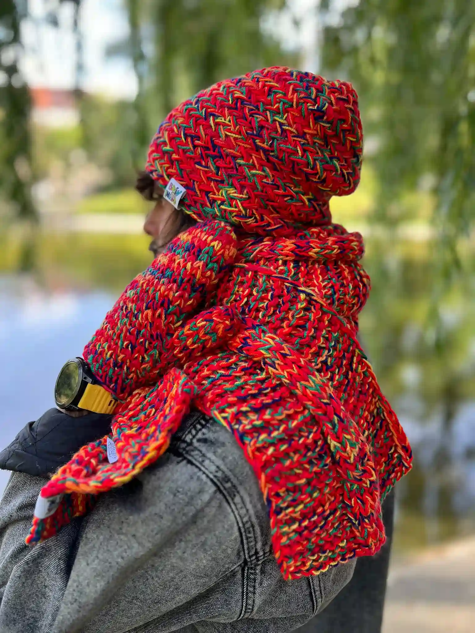 Męskie rękawiczki handmade ,,Czerwienie" 25 merino męskie rękawiczki