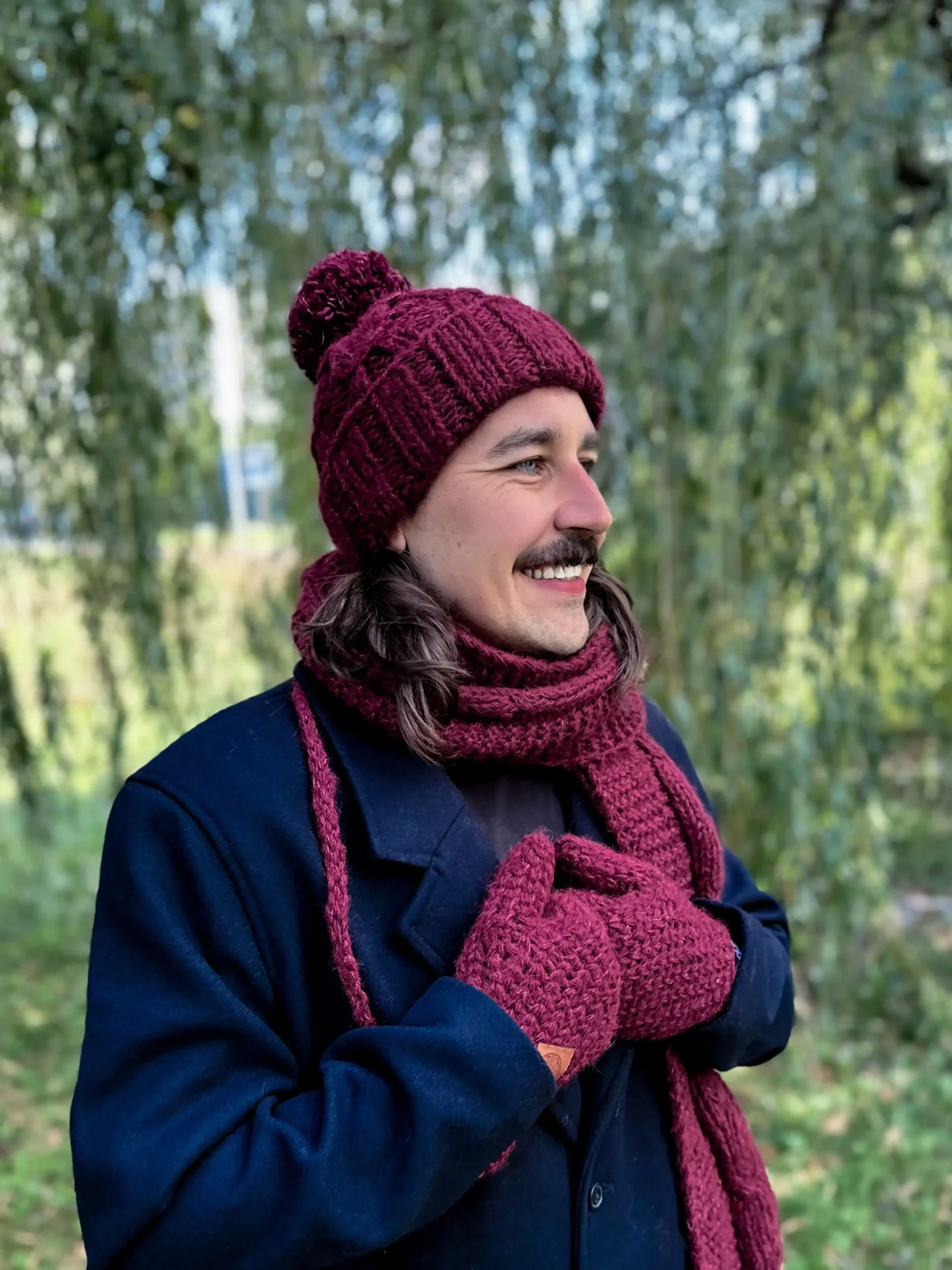Męskie rękawiczki MERINO "Bordo" 48 merino rękawiczki bordo