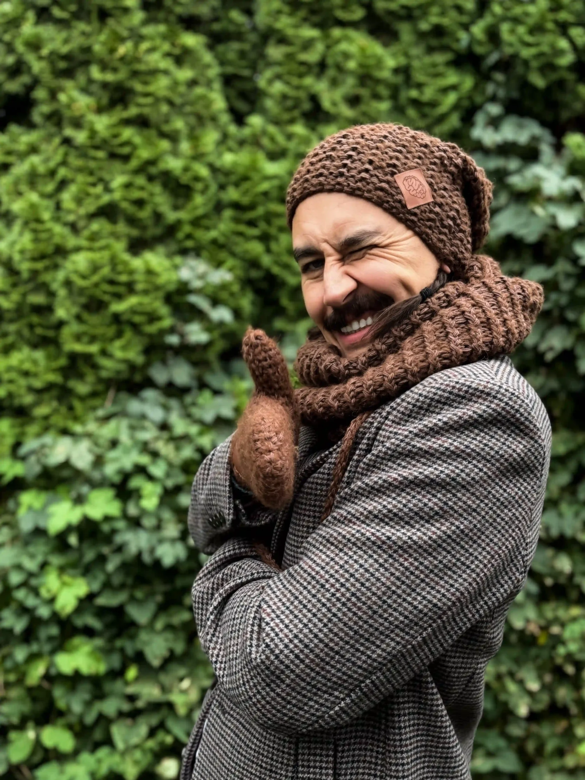Męska czapka MERINO Neverland "Brąz" + podszewka JEDWAB 138 merynos czapka braz scaled 1