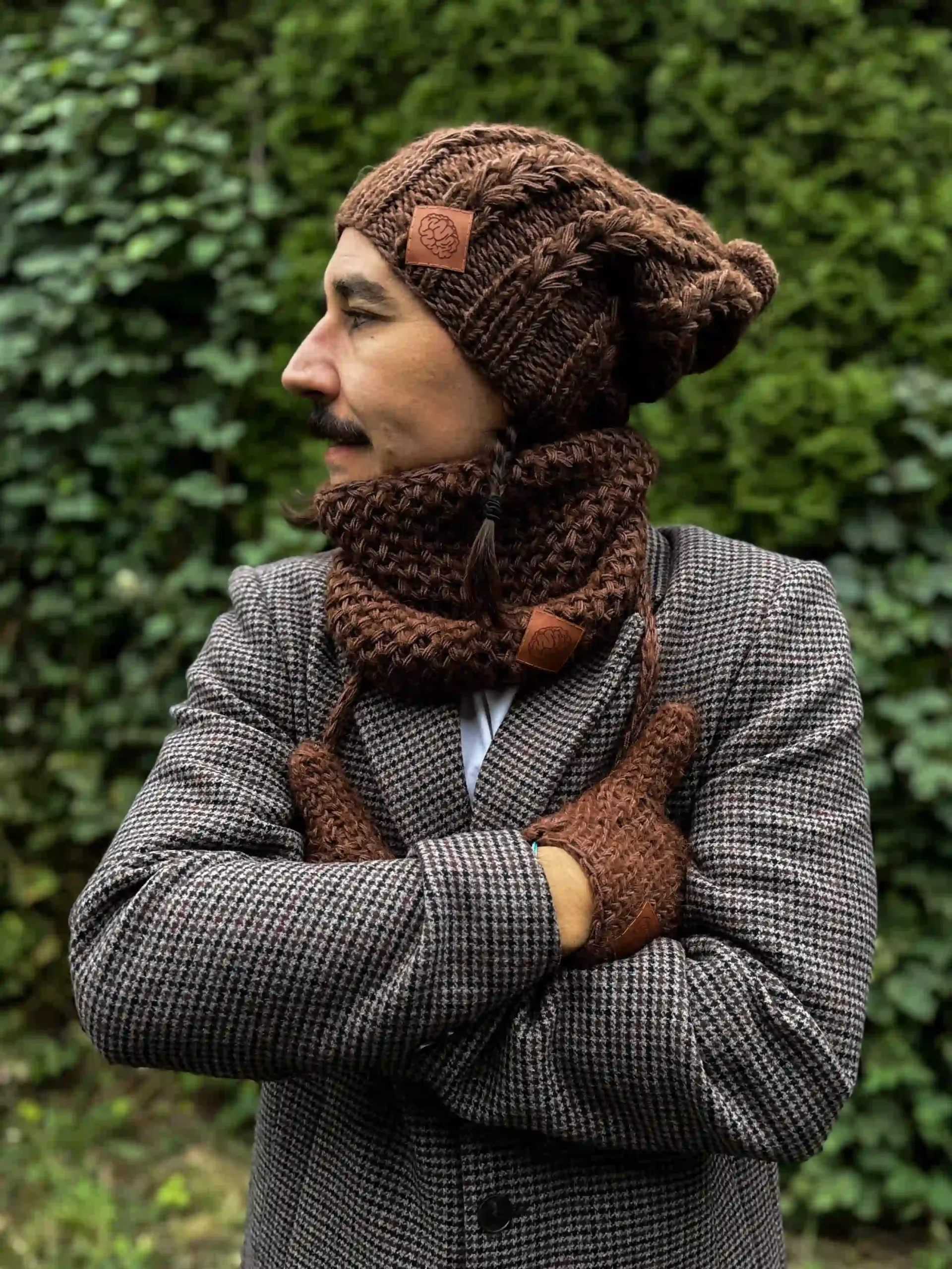 Męska czapka MERINO Smile "Brąz" + podszewka JEDWAB 168 meska beanie brazowa scaled 1