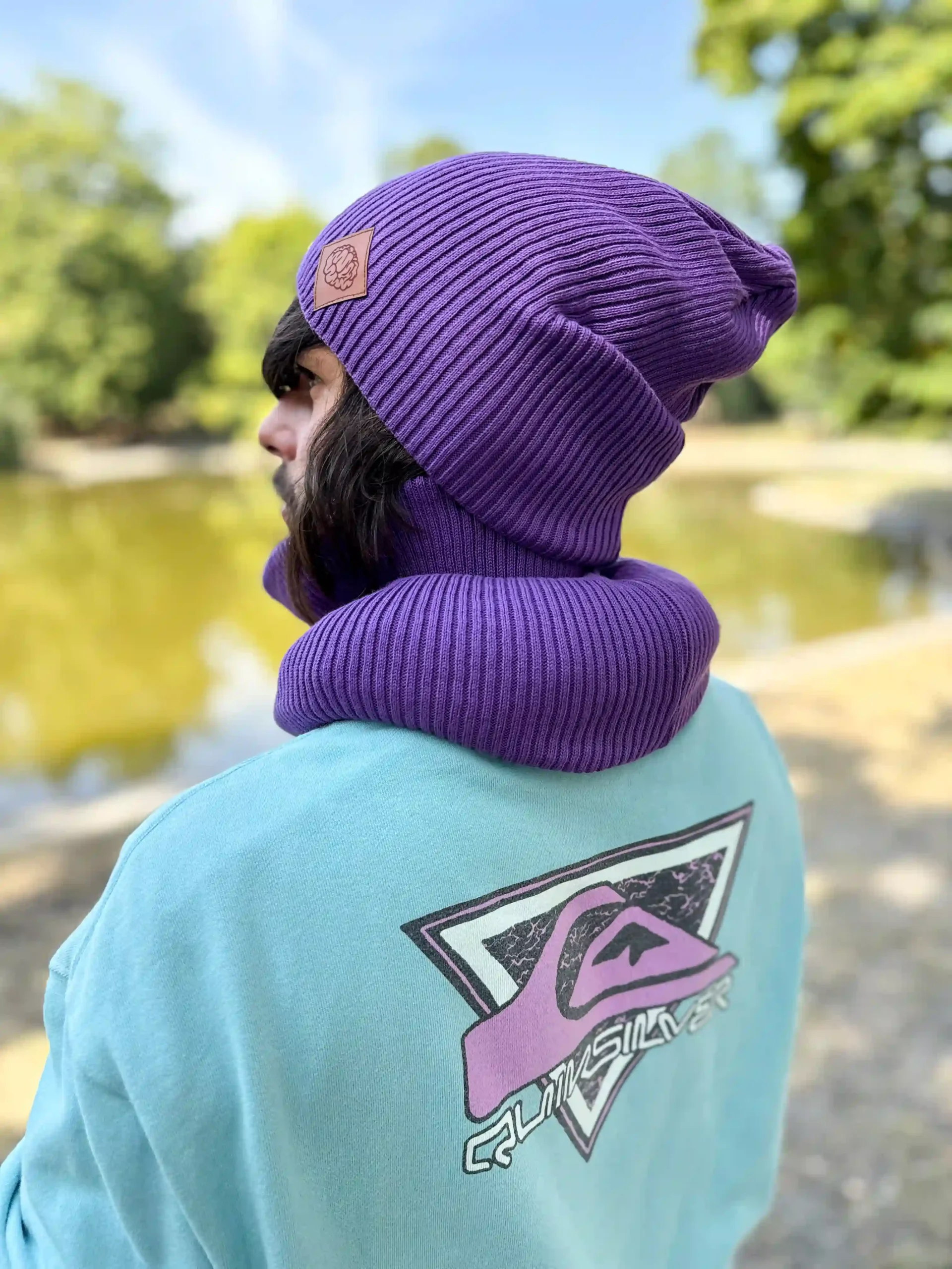 Męska bawełniana czapka jesienna logo ekoskórka "Fiolet" 146 meska czapka bawelniana scaled 1