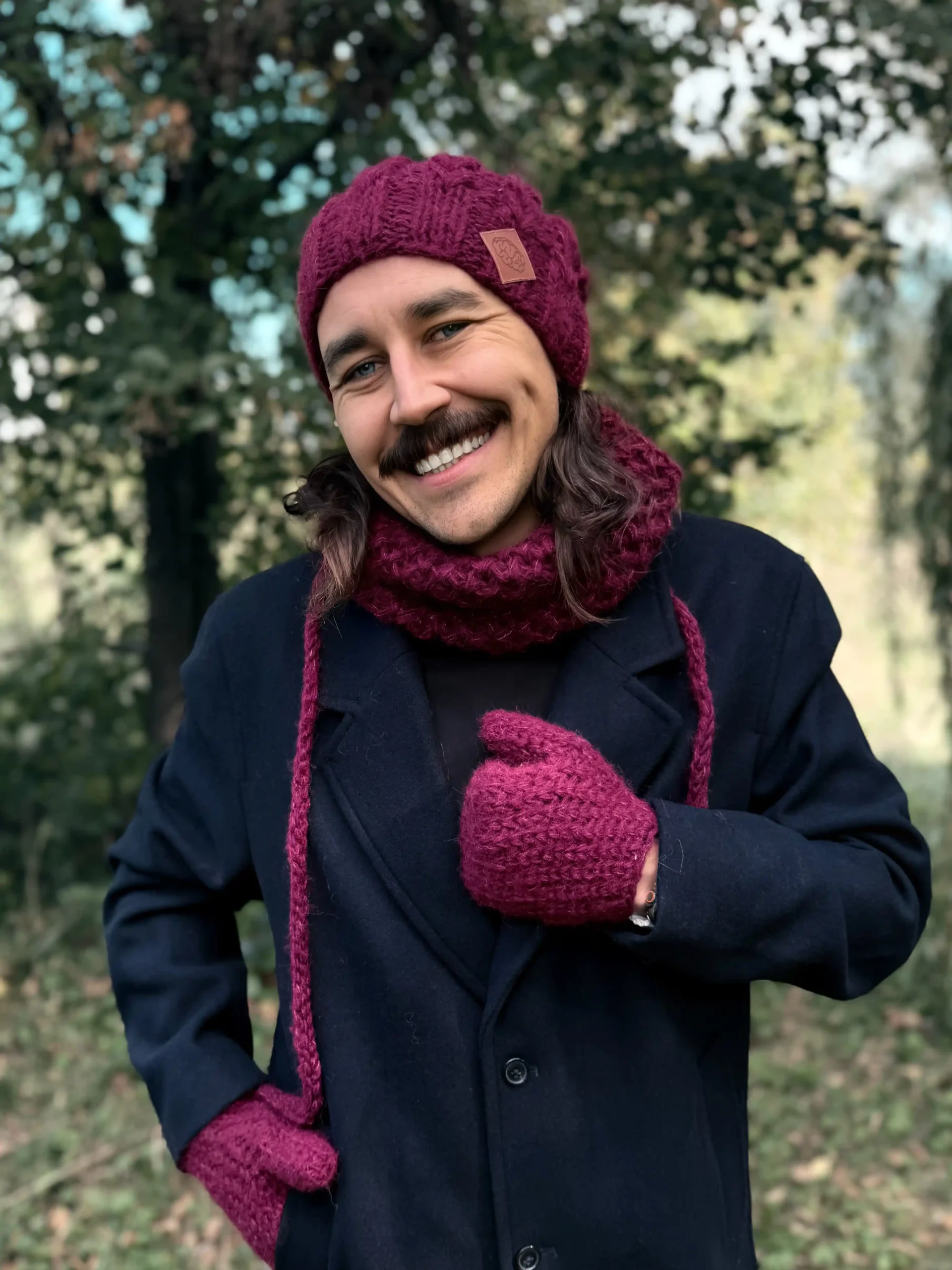 Męska czapka MERINO Smile "Bordo" + podszewka JEDWAB 104 meska czapka merino bordo 1 scaled 1