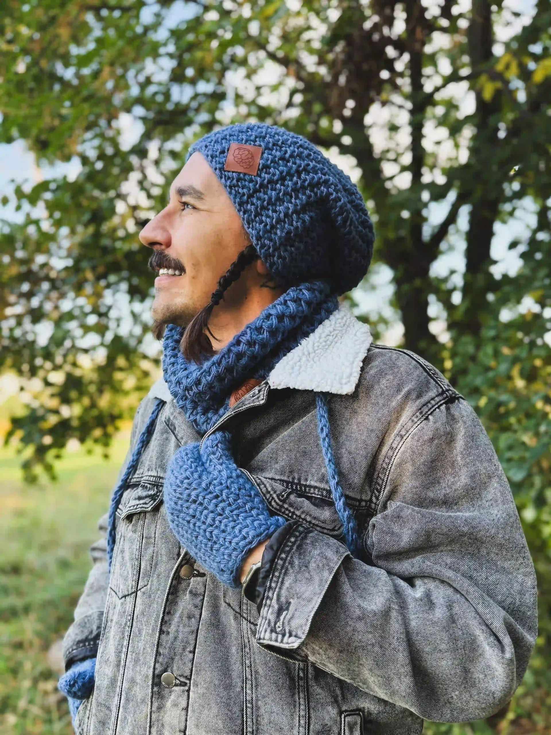 Męska czapka MERINO Neverland "Ciemny niebieski" + podszewka JEDWAB 89 meska czapka na drutach scaled 1