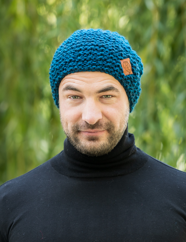Męska czapka zimowa slouchy NEVERLAND "Morski" 100 meska czapka robiona na drutach