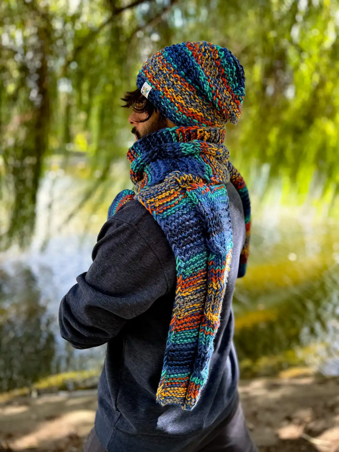 Męska czapka MERINO 50% "Górski potok" NEVERLAND 252 meska luzna czapka