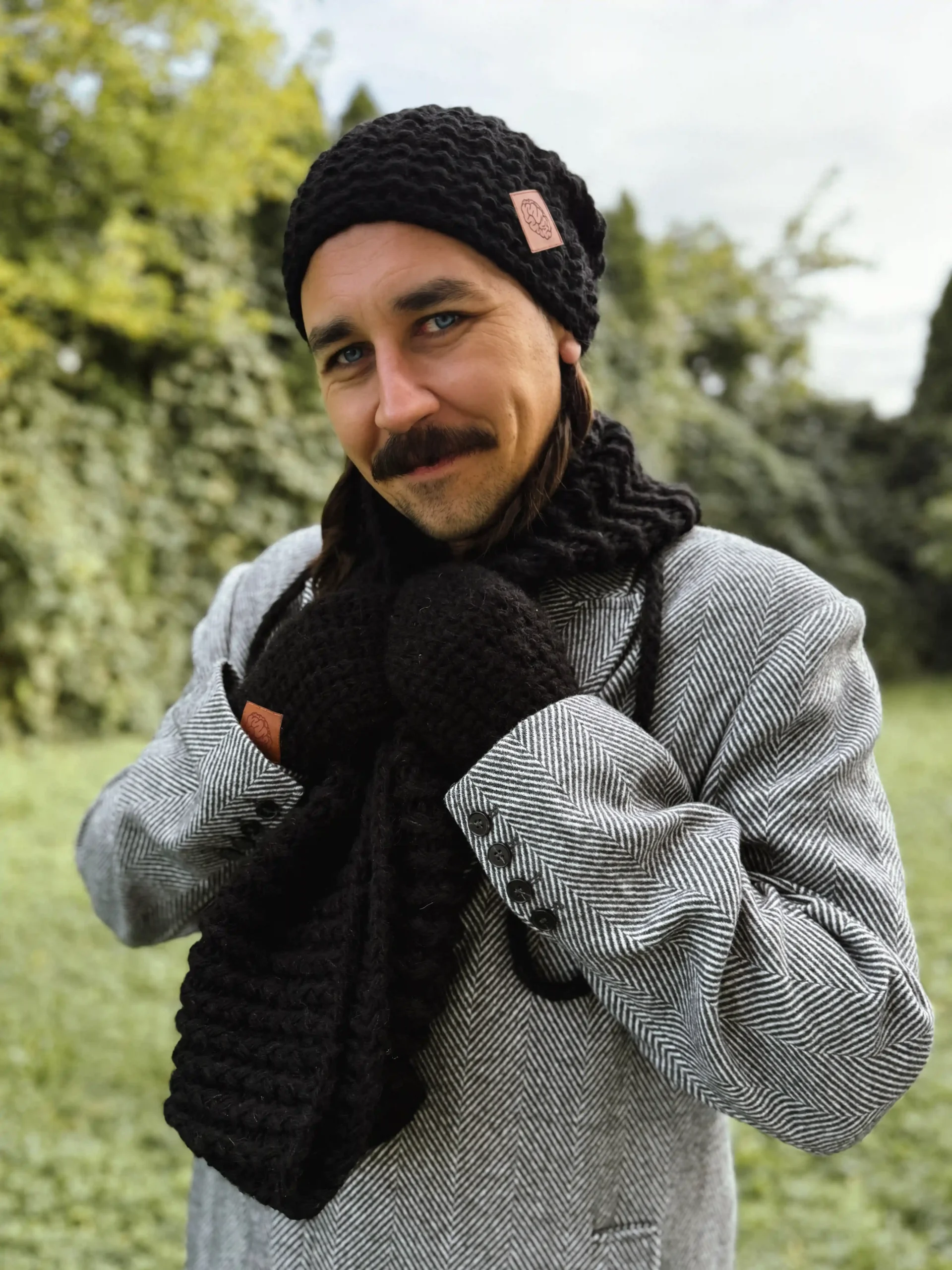 Męski komin MERINO "Czarny" 101 męski komin merino czarny