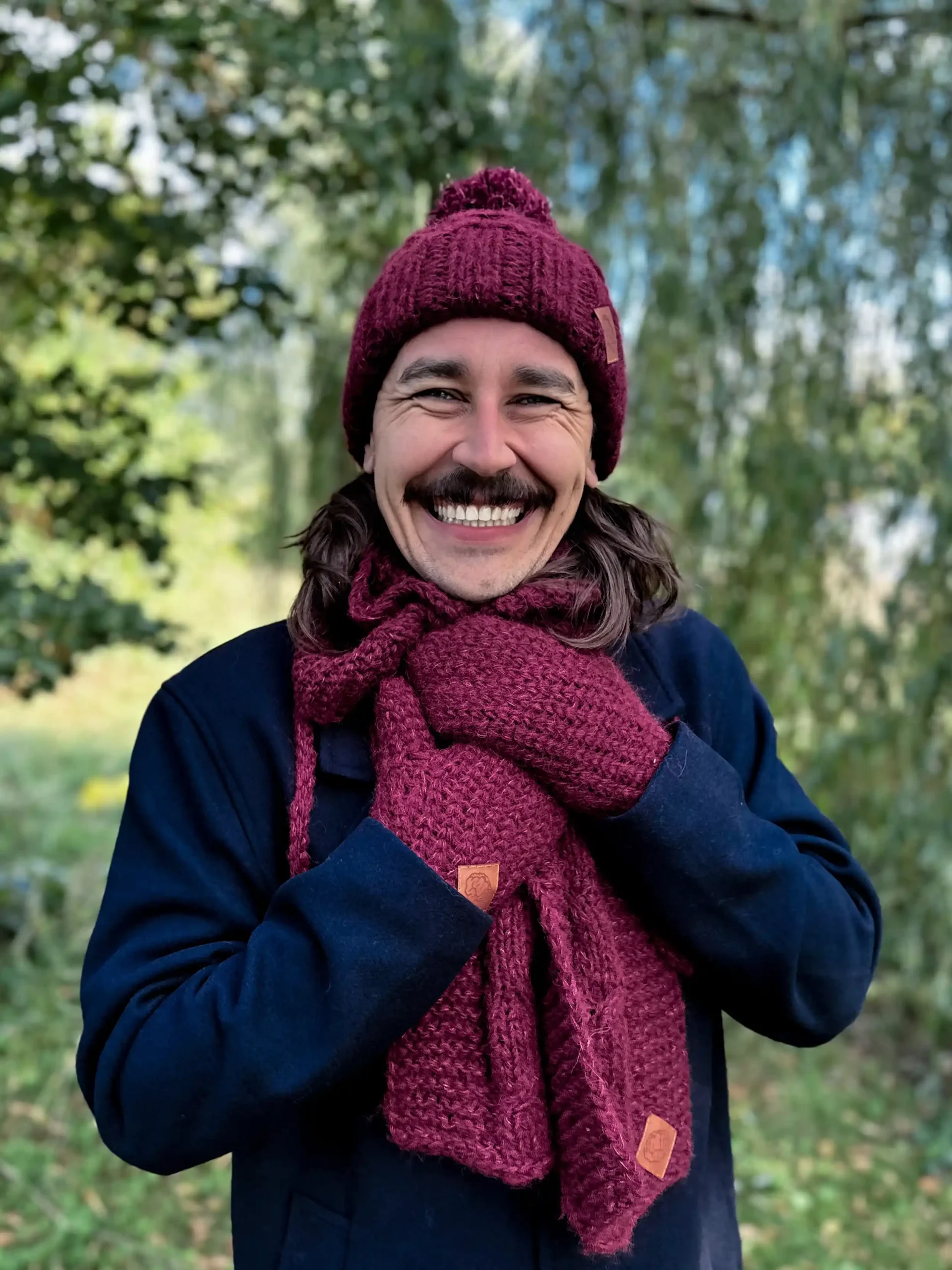 Męski szal MERINO "Bordo szalik" 131 męski szalik merino bordowy