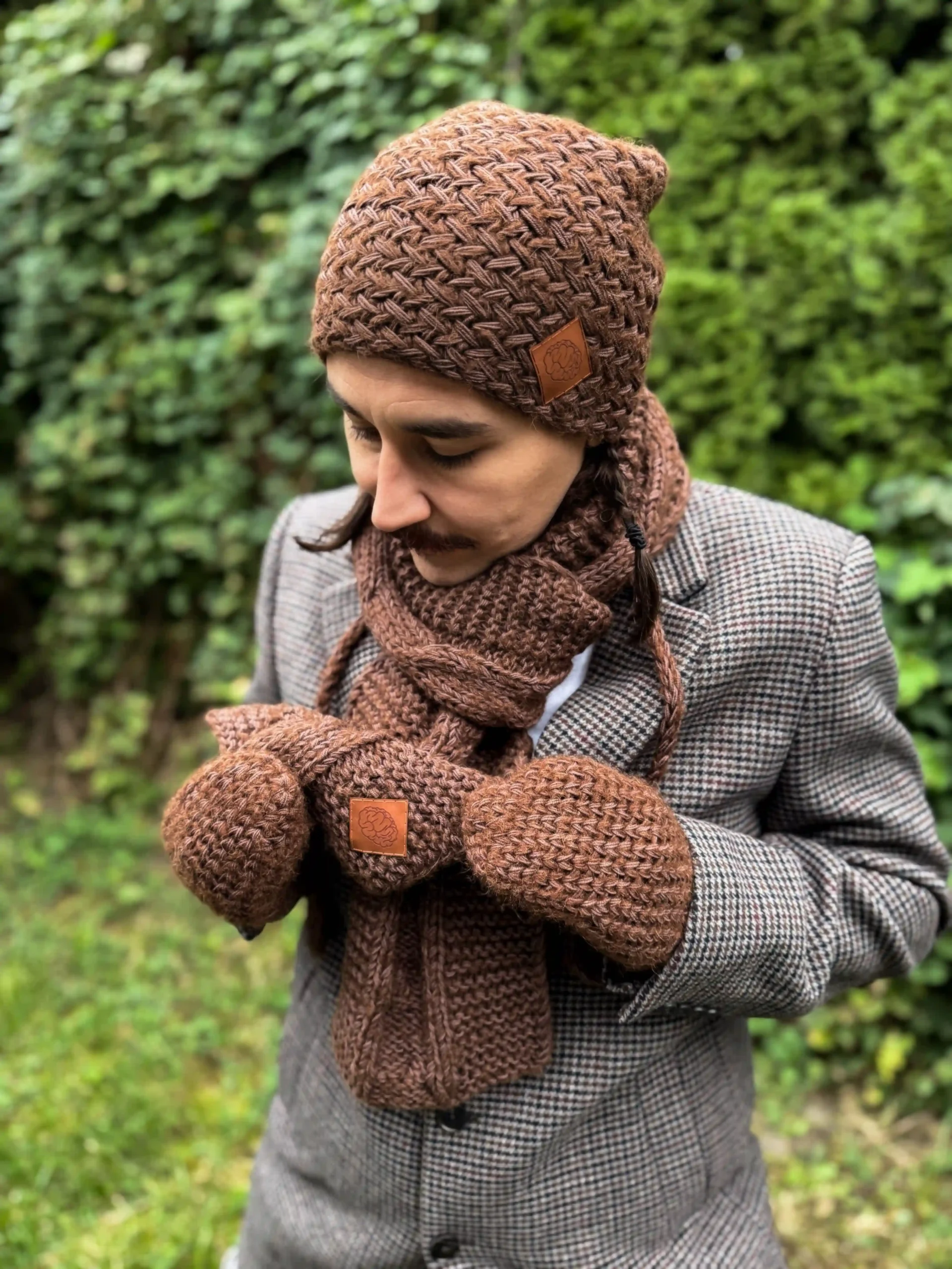 Męski szal MERINO "Brąz szalik" 24 meski szalik merino scaled 1