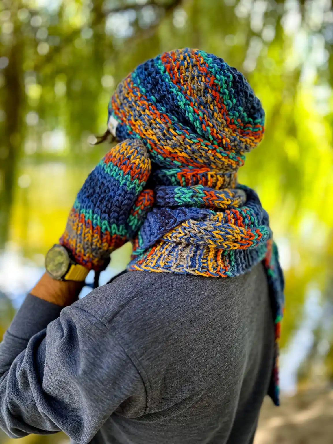 Męski szal MERINO 50% ,,Górski potok szalik" 164 męski_szalik_handmade