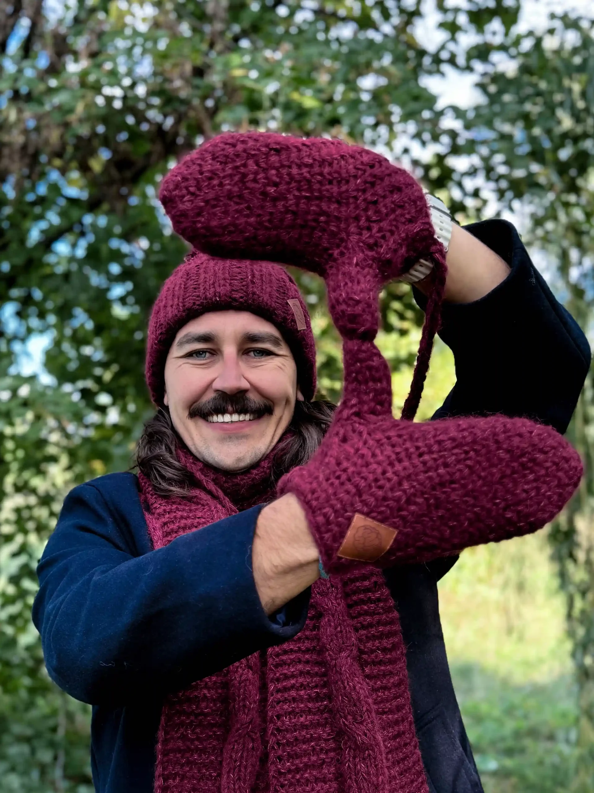 Męskie rękawiczki MERINO "Bordo" 49 męskie rękawiczki bordo merino