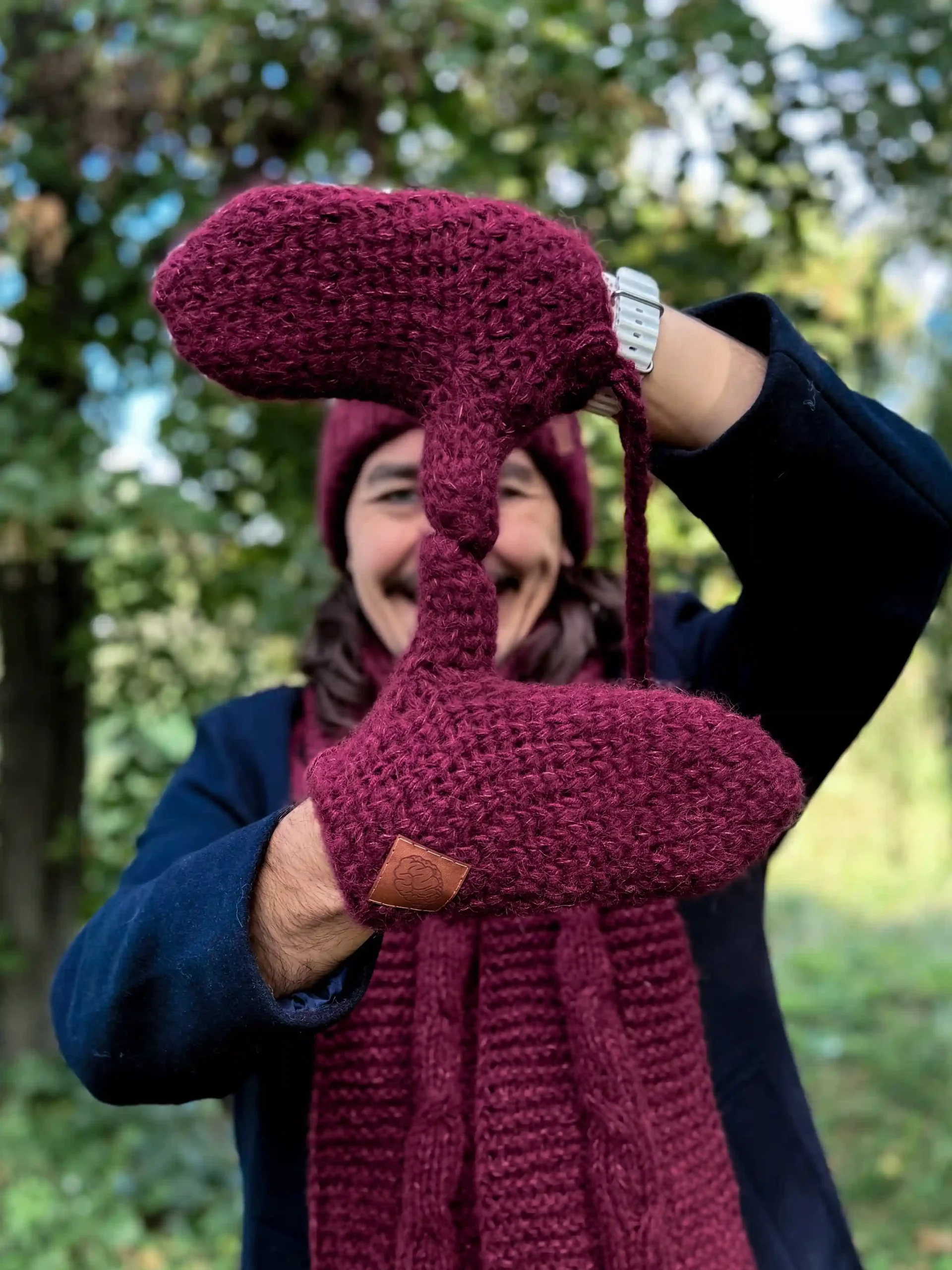 Męskie rękawiczki MERINO "Bordo" 46 męskie rękawiczki bordo