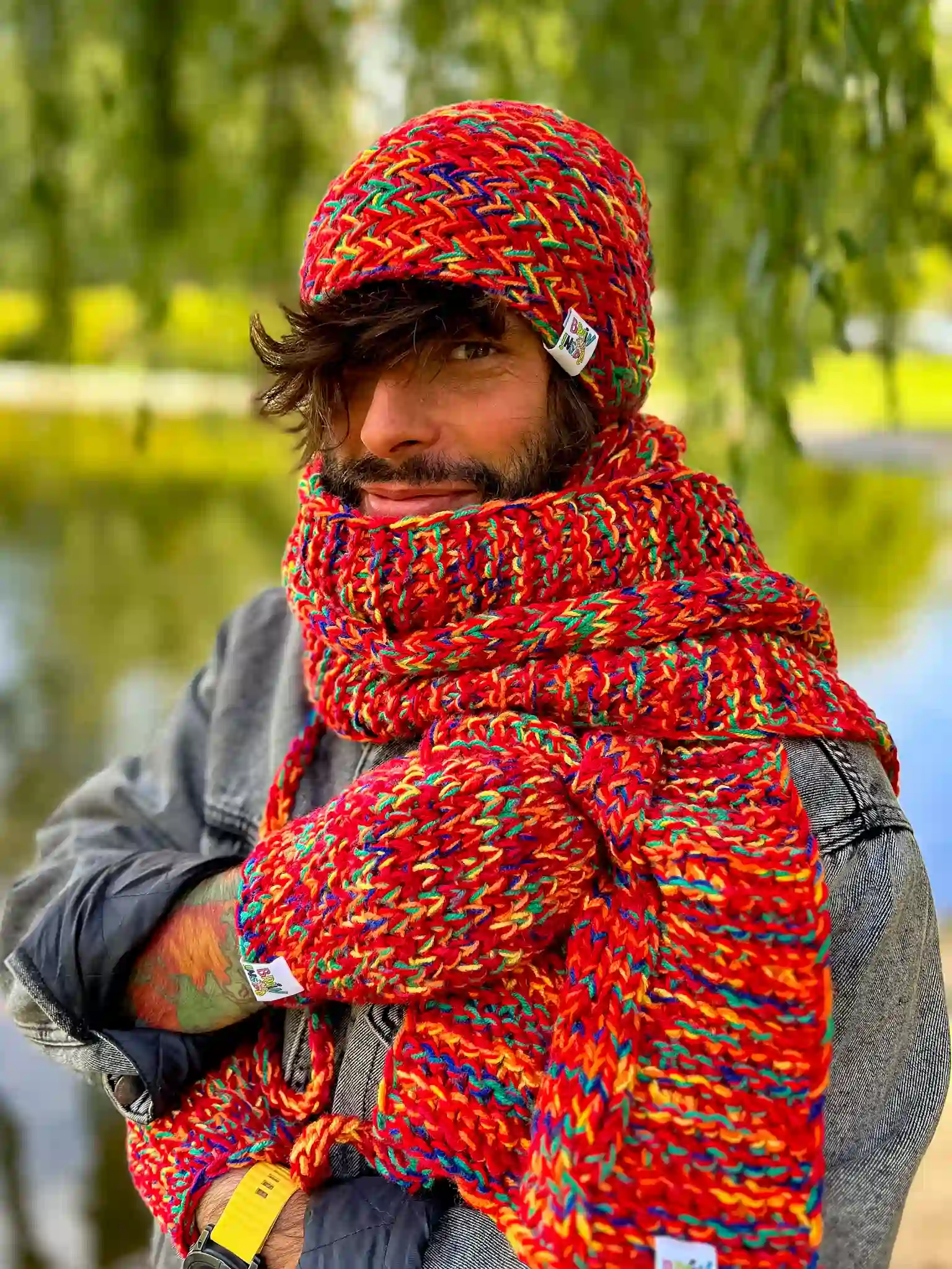 Męskie rękawiczki handmade ,,Czerwienie" 26 męskie rękawiczki merino