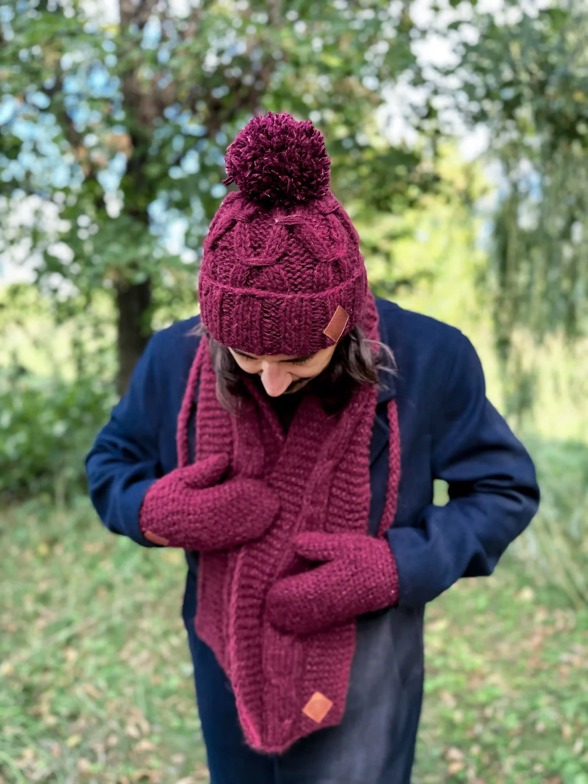Męskie rękawiczki MERINO "Bordo" 45 męskie rękawiczki merino bordo