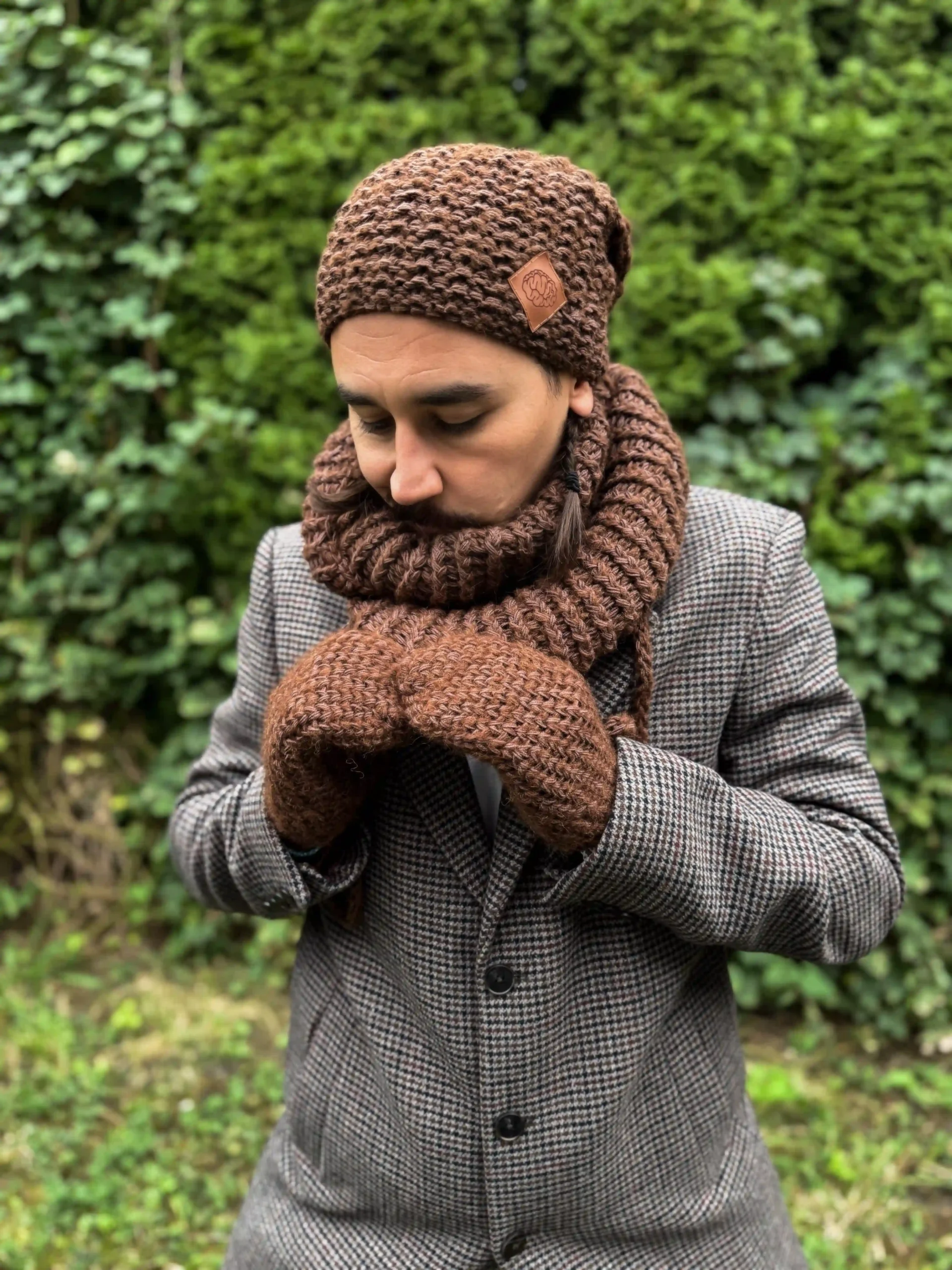 Męskie rękawiczki MERINO "Brąz" 68 męskie rękawiczki merino brązowe
