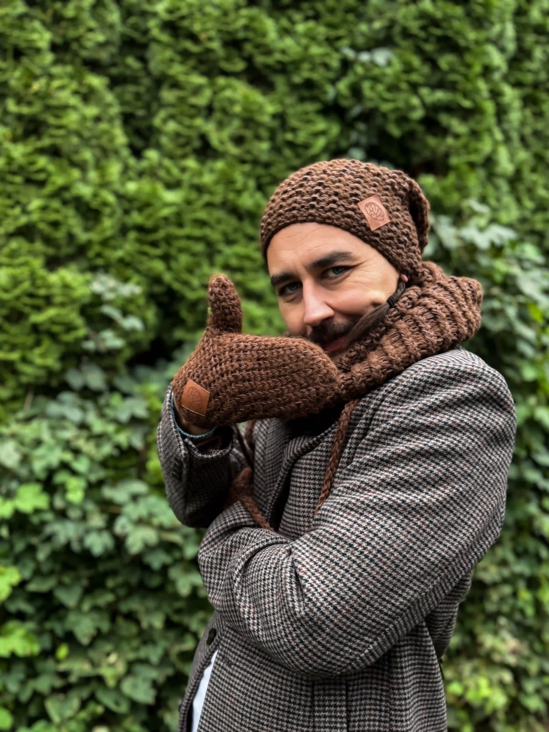 Męskie rękawiczki MERINO "Brąz" 67 męskie rękawiczki merino