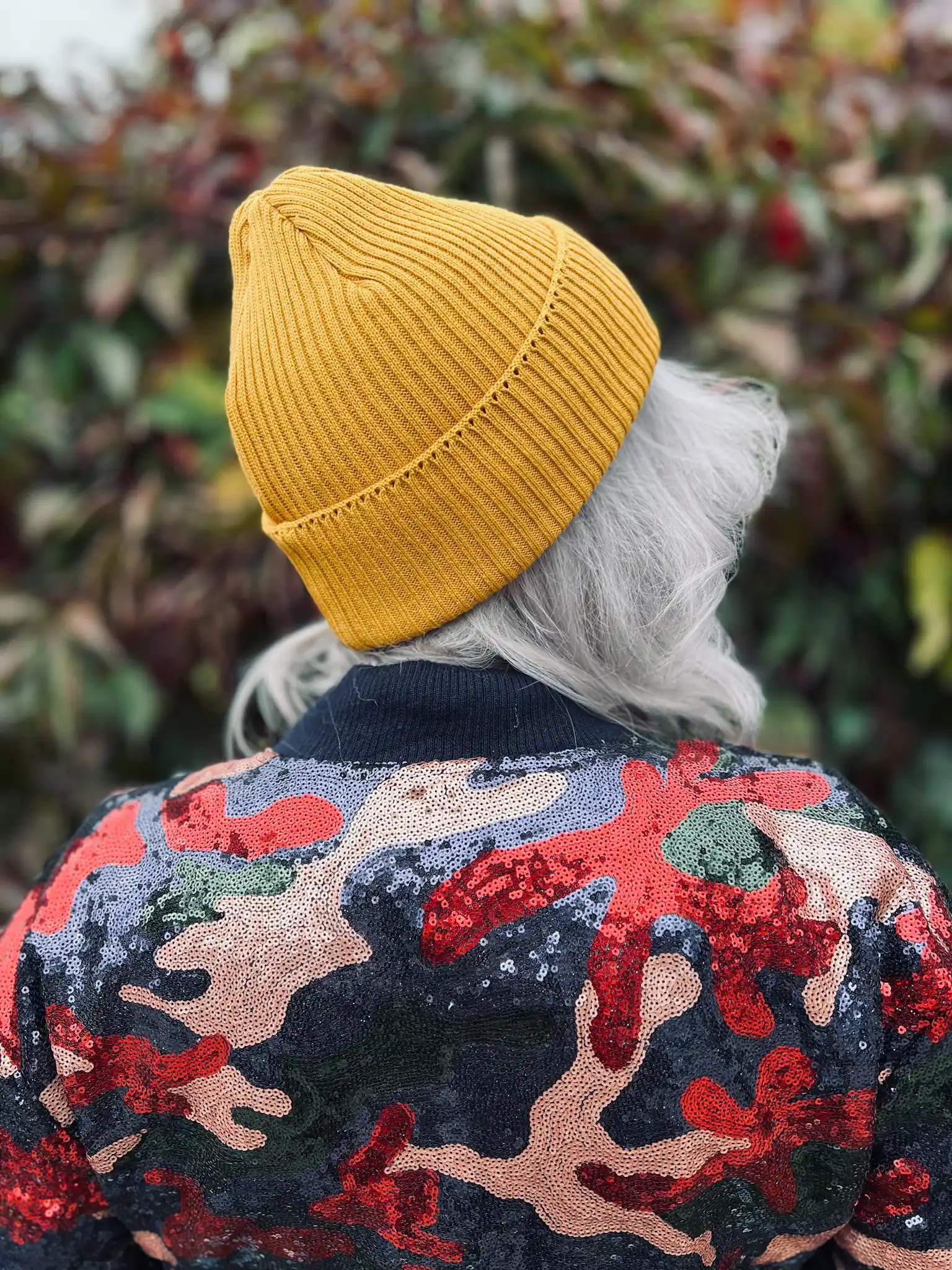 Czapka beanie z bawełny logo kolorowe "Miodowa musztarda" 124 musztardowa bawelniana czapka dwustronna