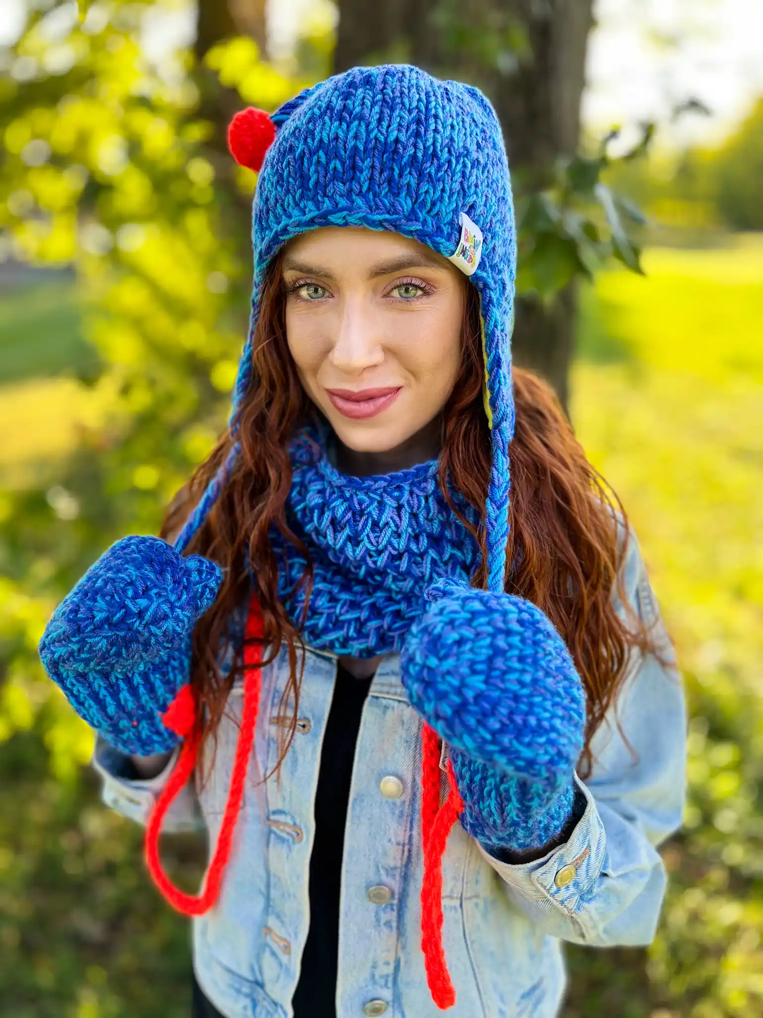 Mały komin MERINO 100% "Niebieskości" 20 niebieski cieniowany komin recznie robiony 1