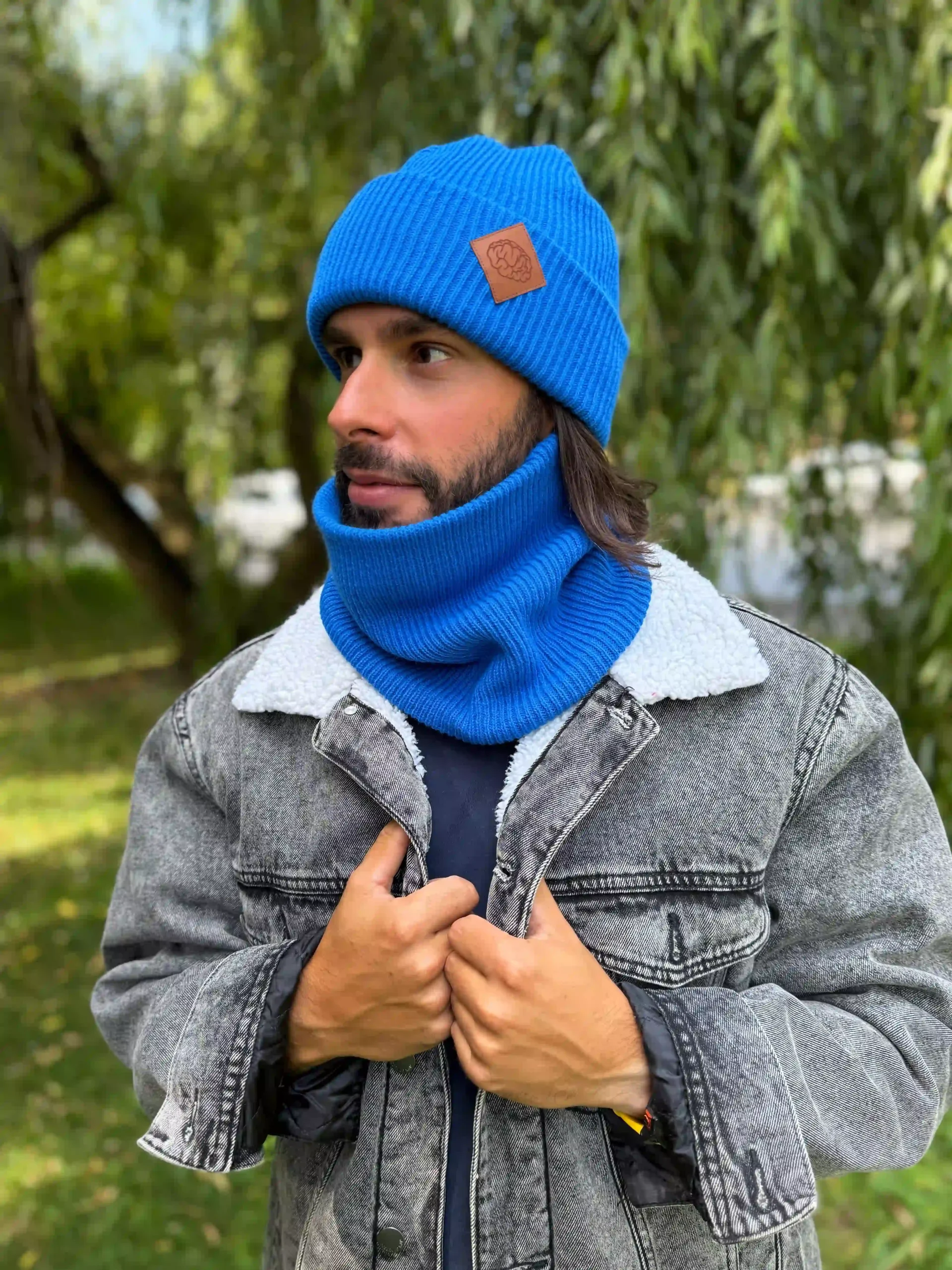 Męski zimowy BUFF "Niebieski Kobalt" 17 niebieski meski szalik scaled 1