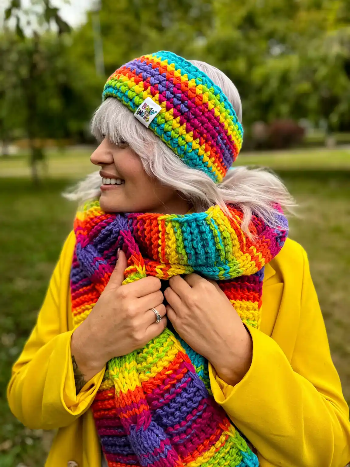 OPASKA podszyta polarem ,,Tęcza" 37 opaska na glowe