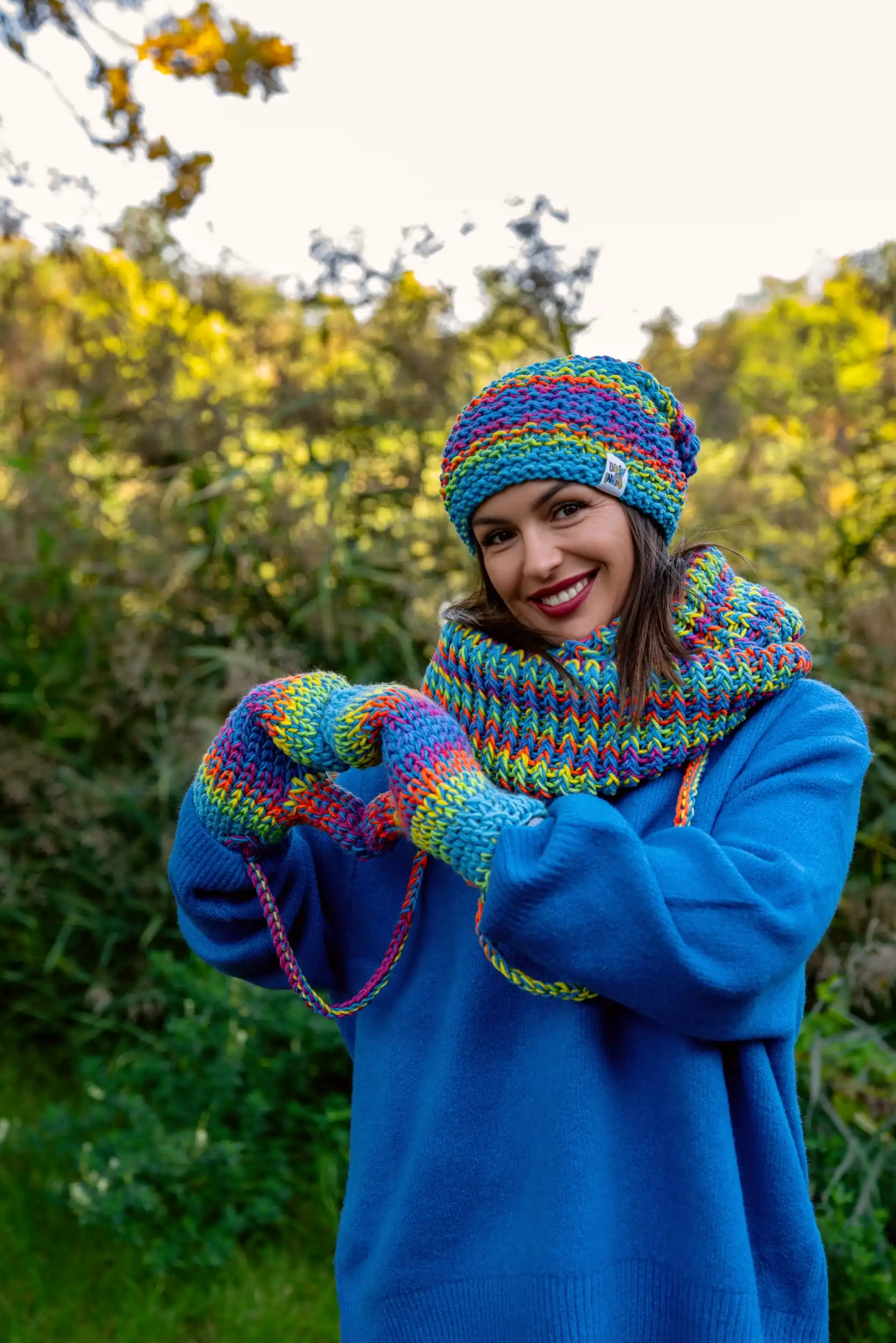 Rękawiczki MERINO 50% "Tęcza Błękit" 62 producent rekawiczek zimowych