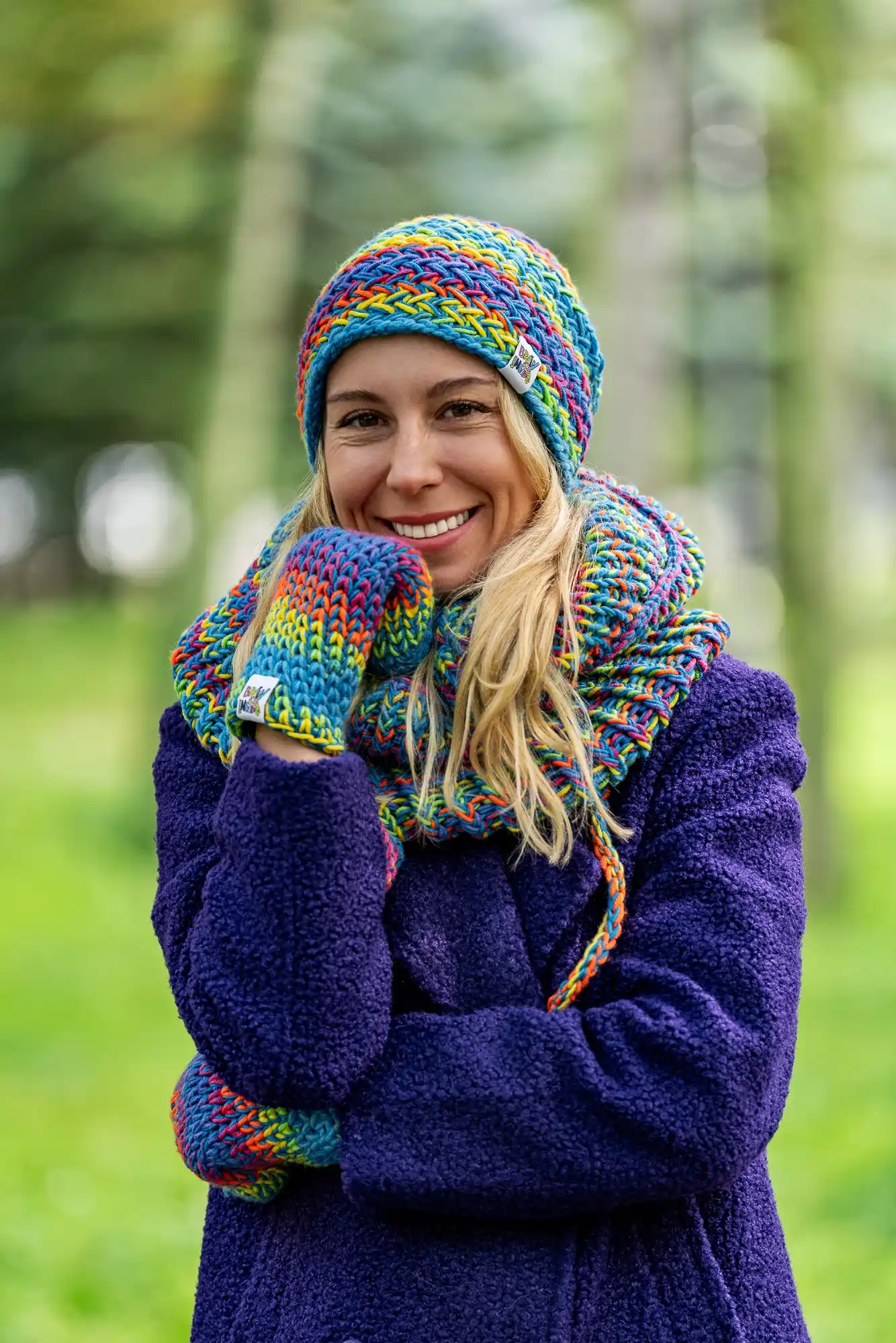 Czapka MERINO 50% "Tęcza Błękit" EXPLORER 80 producent szalikow merino