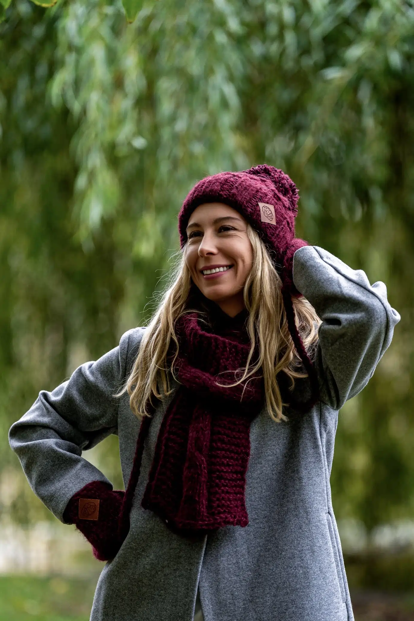 Czapka MERINO Euforia "Bordo" 68 propdukcja szalikow na zamowienie