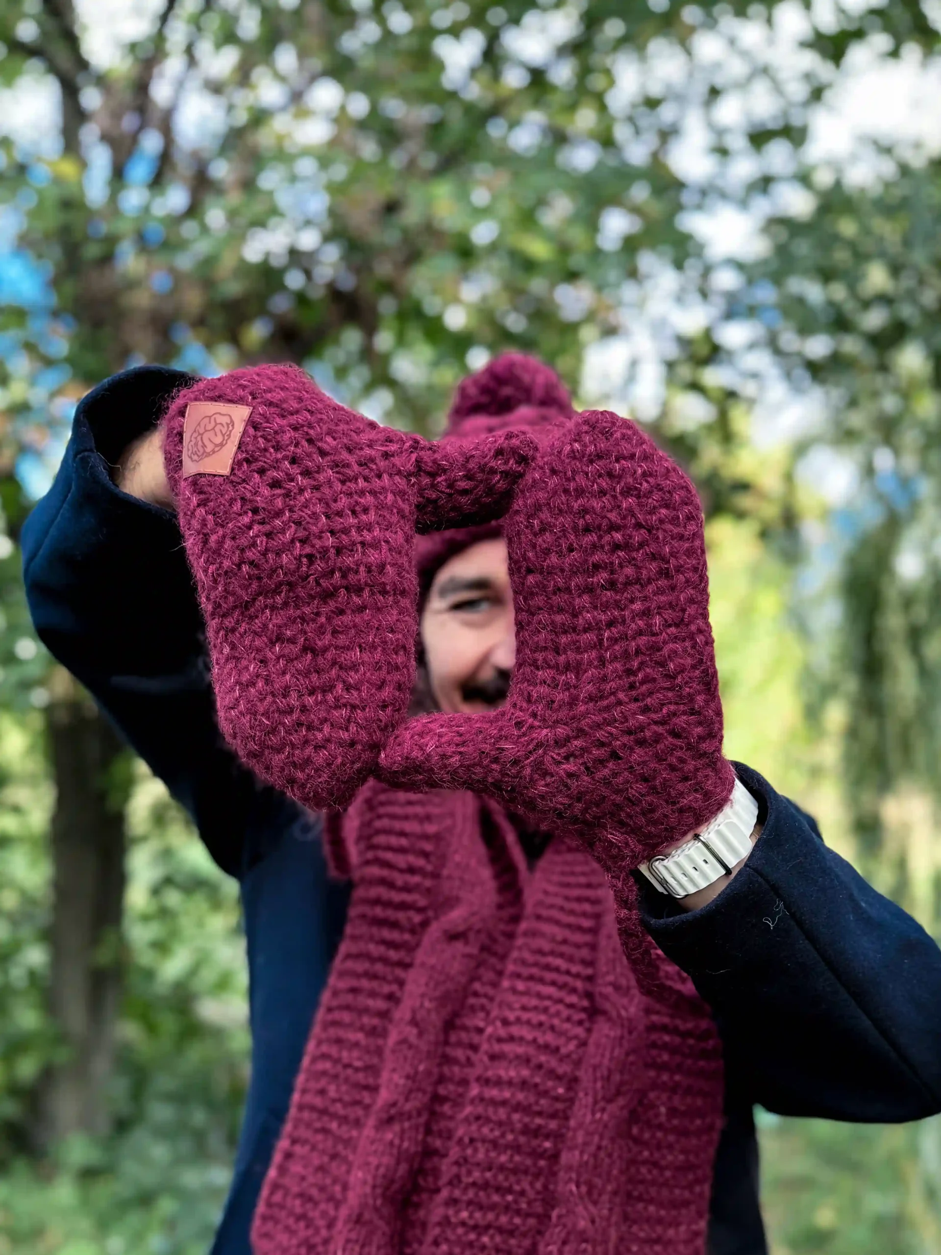 Męskie rękawiczki MERINO "Bordo" 42 rękawiczki bordo alpaka