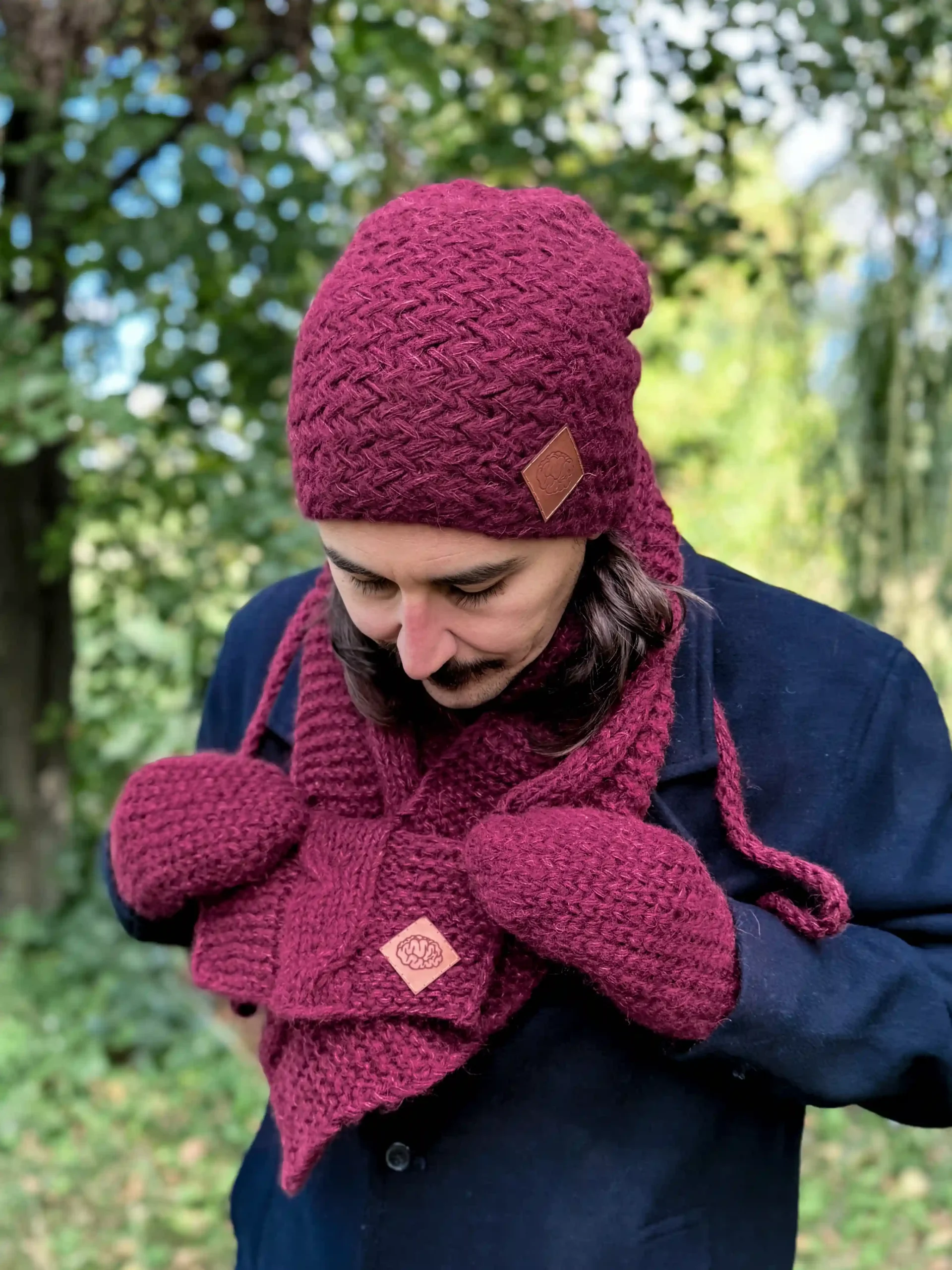 Męskie rękawiczki MERINO "Bordo" 43 rękawiczki bordo