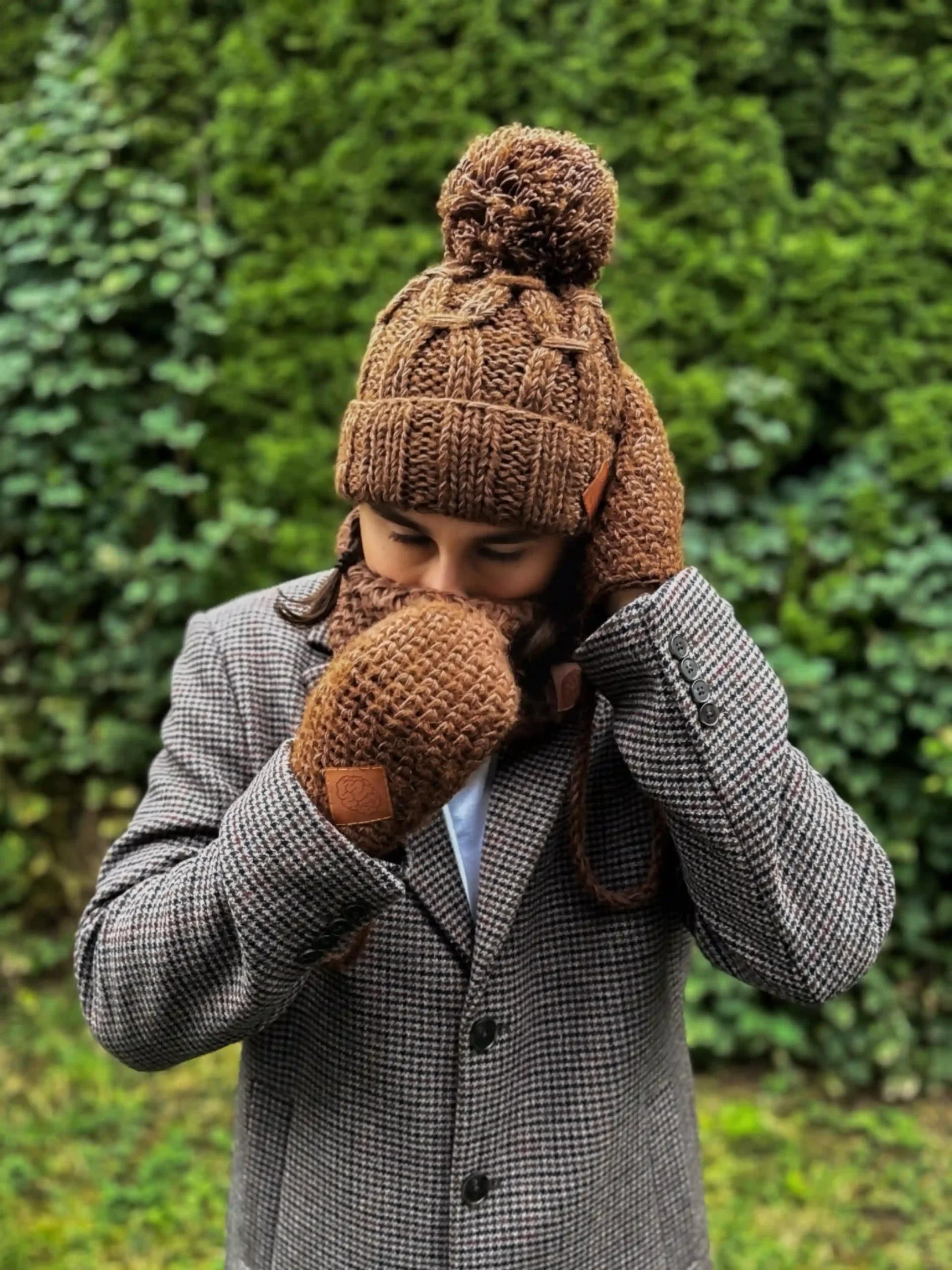 Męskie rękawiczki MERINO "Brąz" 66 rękawiczki brąz merino