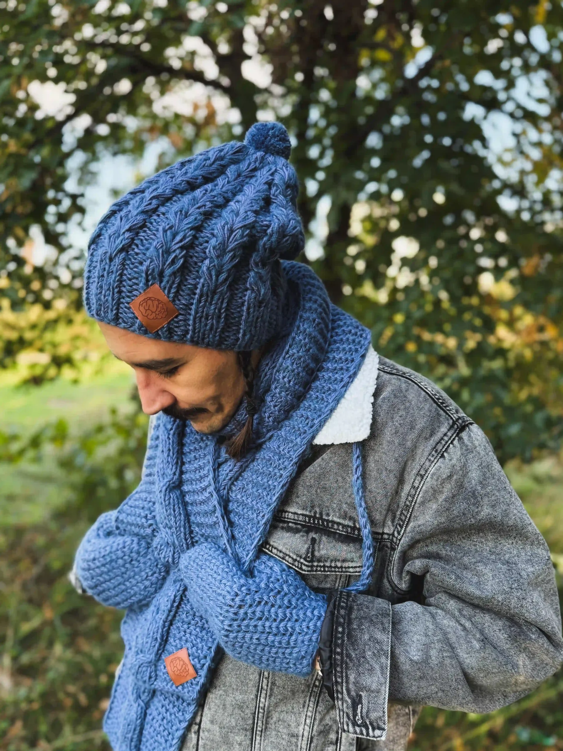 Męskie rękawiczki MERINO "Ciemny niebieski" 78 rękawiczki handmade męskie