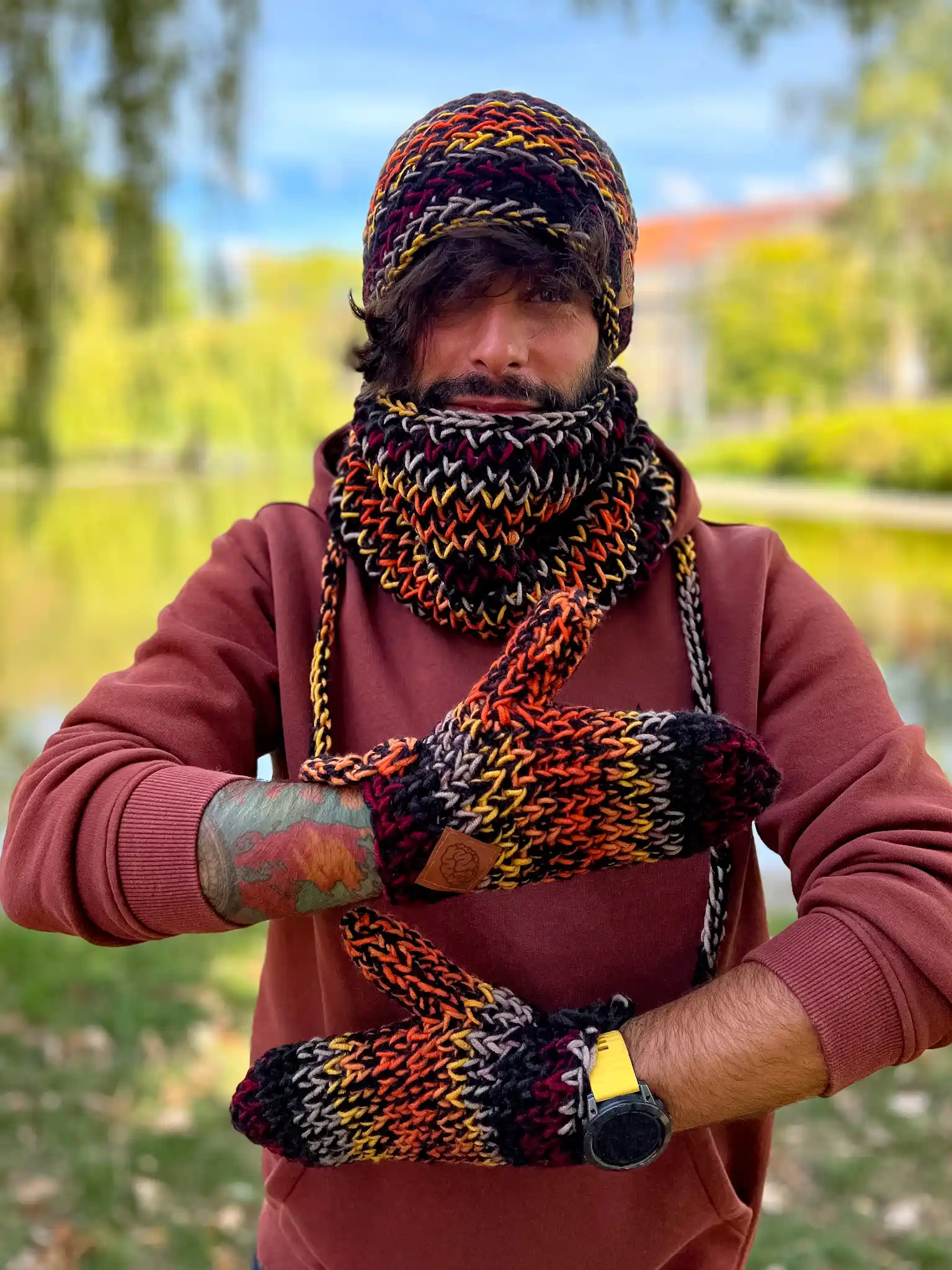 Męskie rękawiczki handmade ,,Ciemna jesień" 50 rękawiczki merino