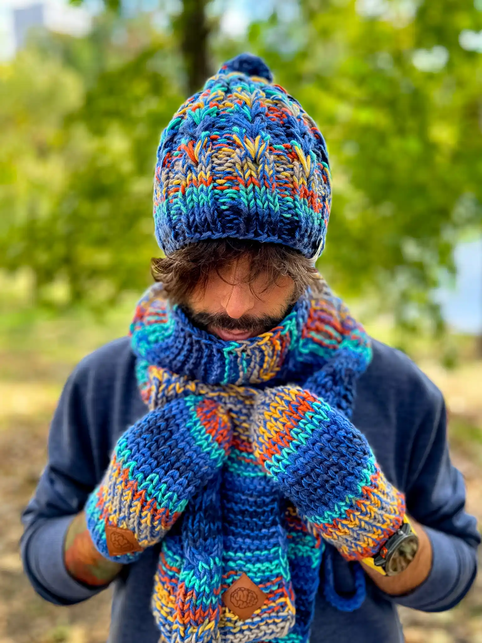 Męskie rękawiczki handmade ,,Górski potok" 31 rękawiczki merino męskie