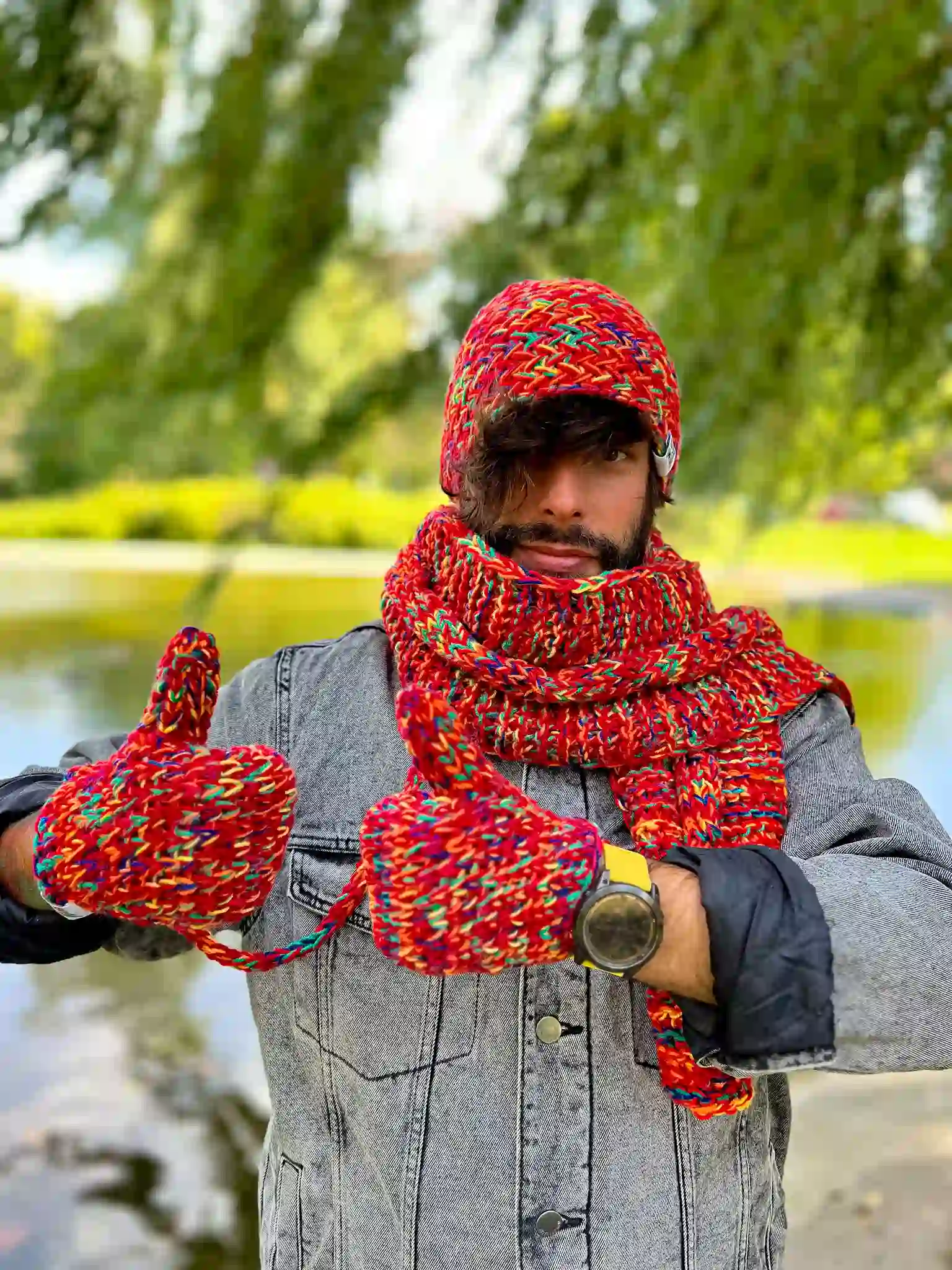 Męskie rękawiczki handmade ,,Czerwienie" 28 rękawiczki męskie merino