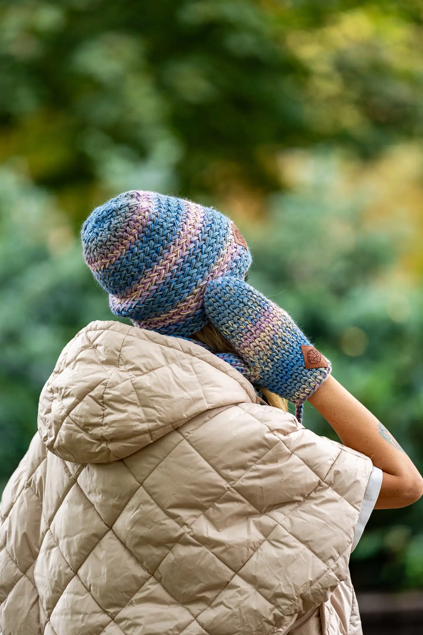 Czapka MERINO 100% Explorer "Pastele" 178 rekawiczki z jednym placem