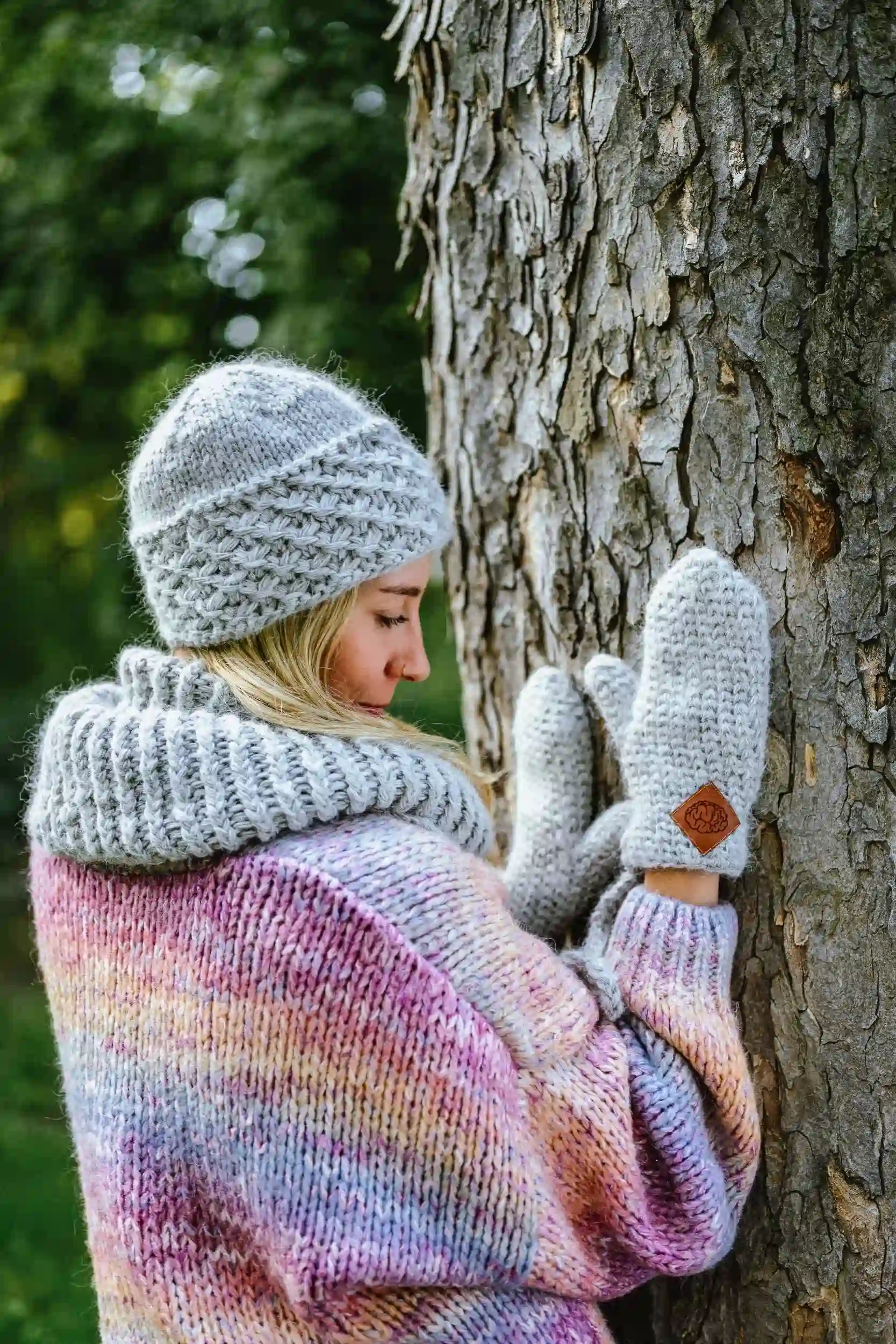 Czapka MERINO Euforia "Wybielony szary" 237 rekawiczki z merino