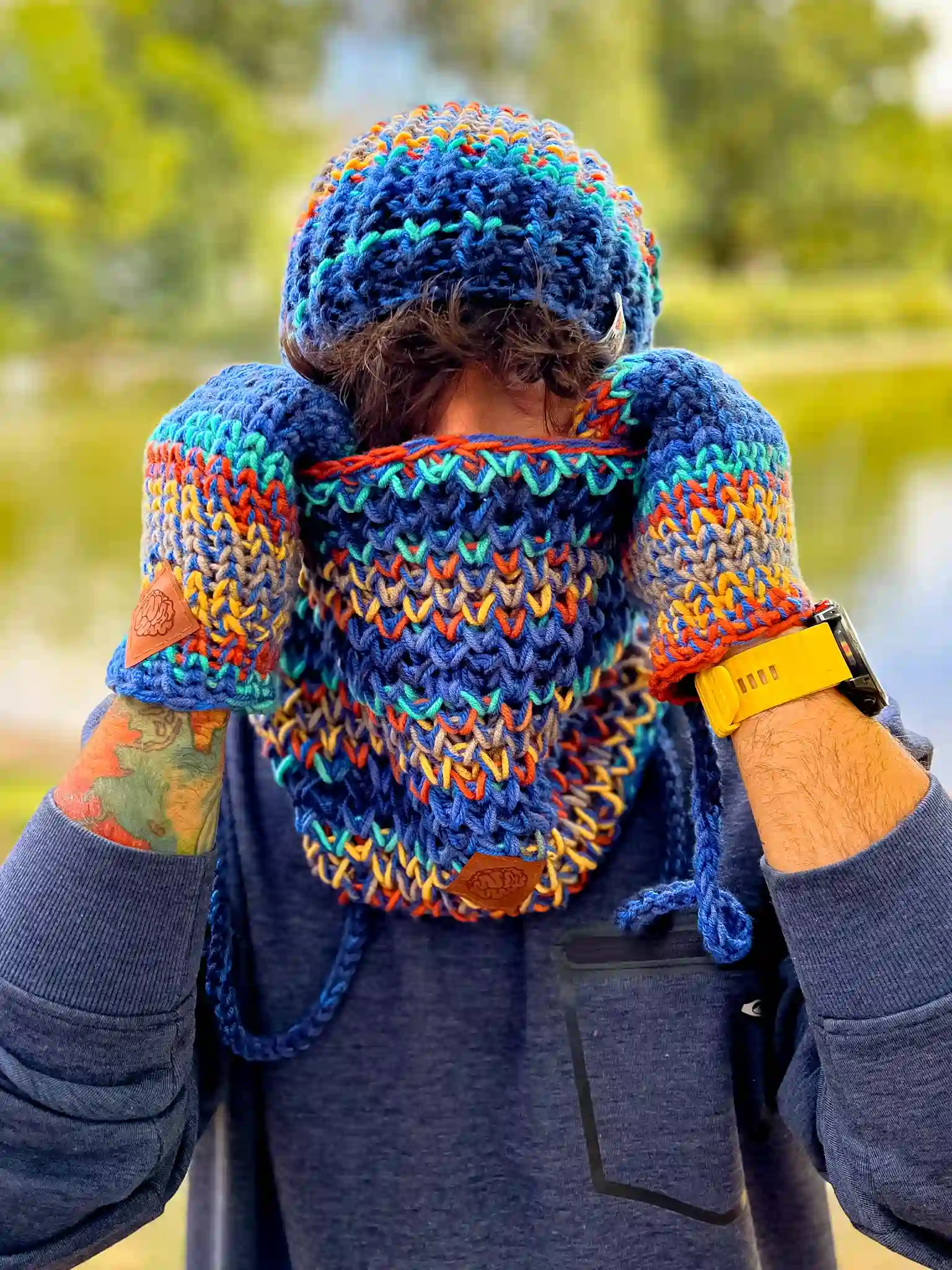 Męskie rękawiczki handmade ,,Górski potok" 35 rękawiczki z wełny merino