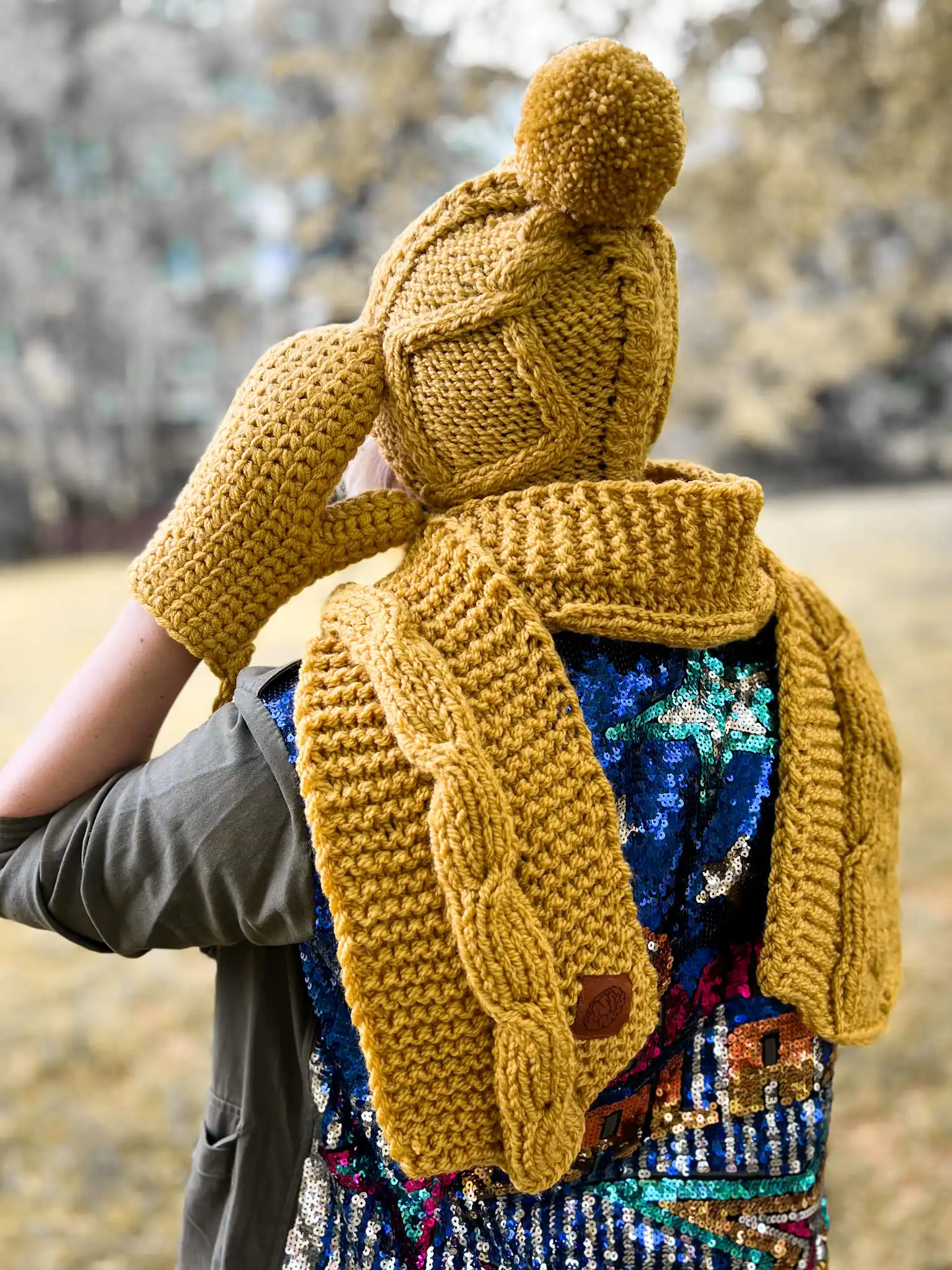 SZAL handmade "Miodowa musztarda szalik" 179 śliczne rękawiczki dla nastolatki brain inside