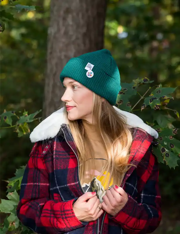 Czapka wywijana logo kolorowe "Zielony" 43 streetwear-green-beanie-brain-inside