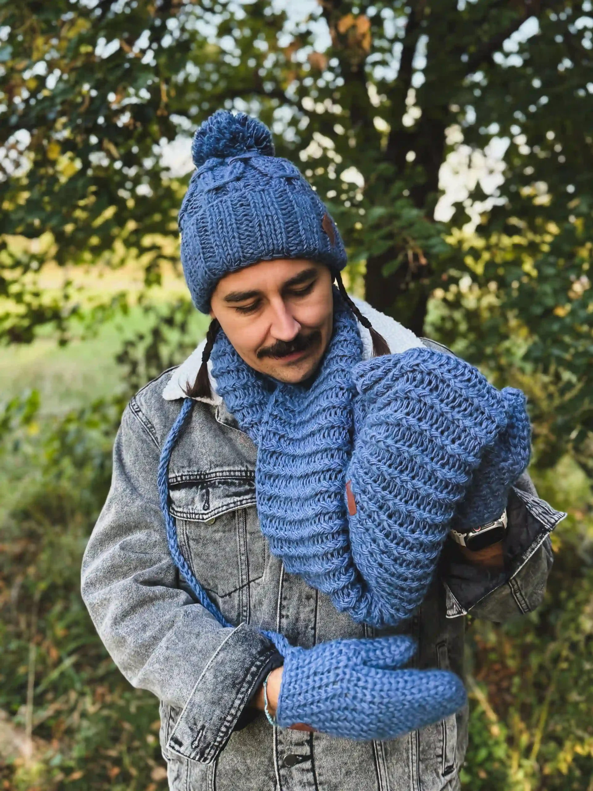 Męski komin MERINO "Ciemny niebieski" 115 szal meski merino niebieski scaled 1