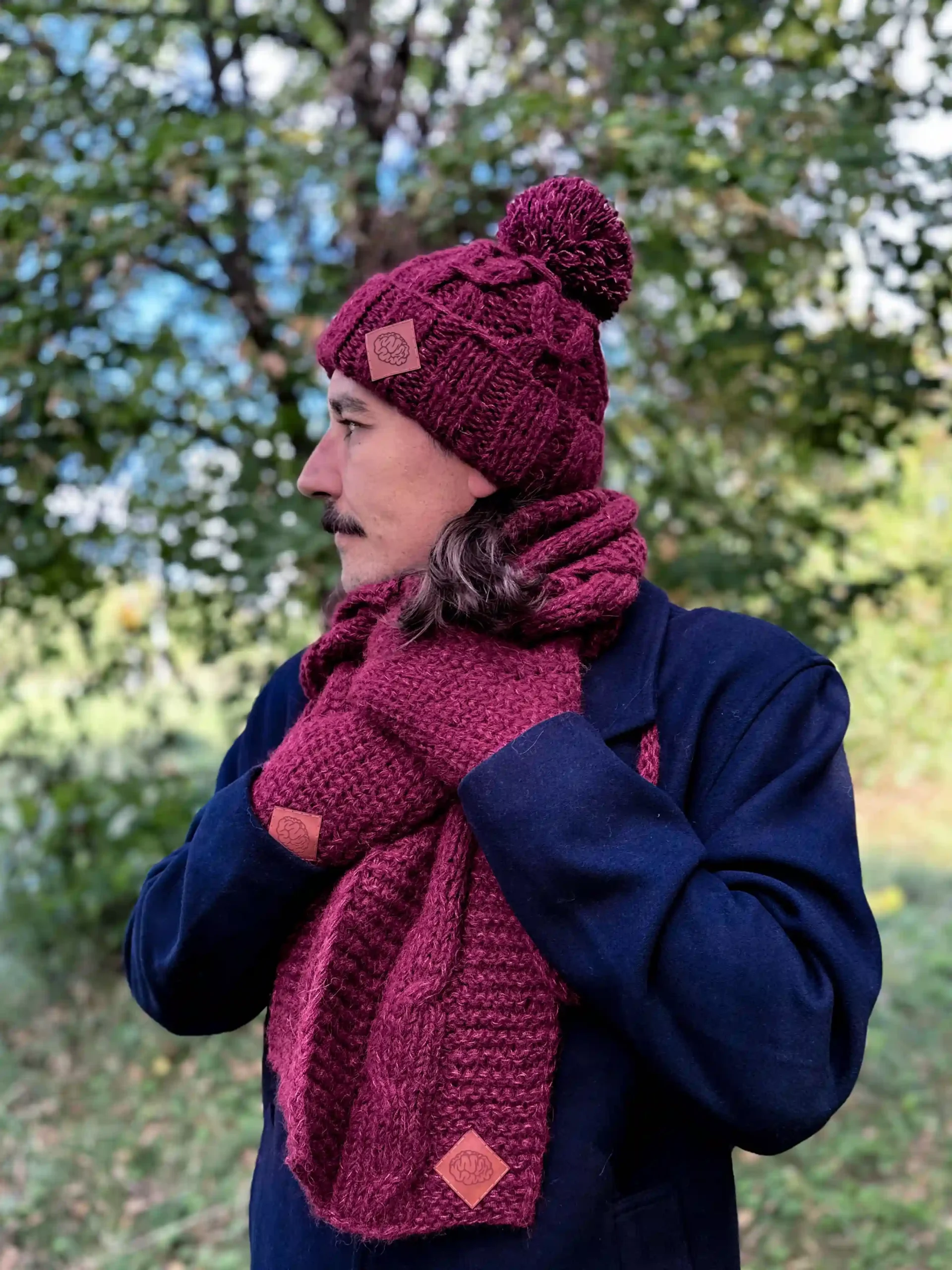 Męski szal MERINO "Bordo szalik" 129 szalik merino męski bordo