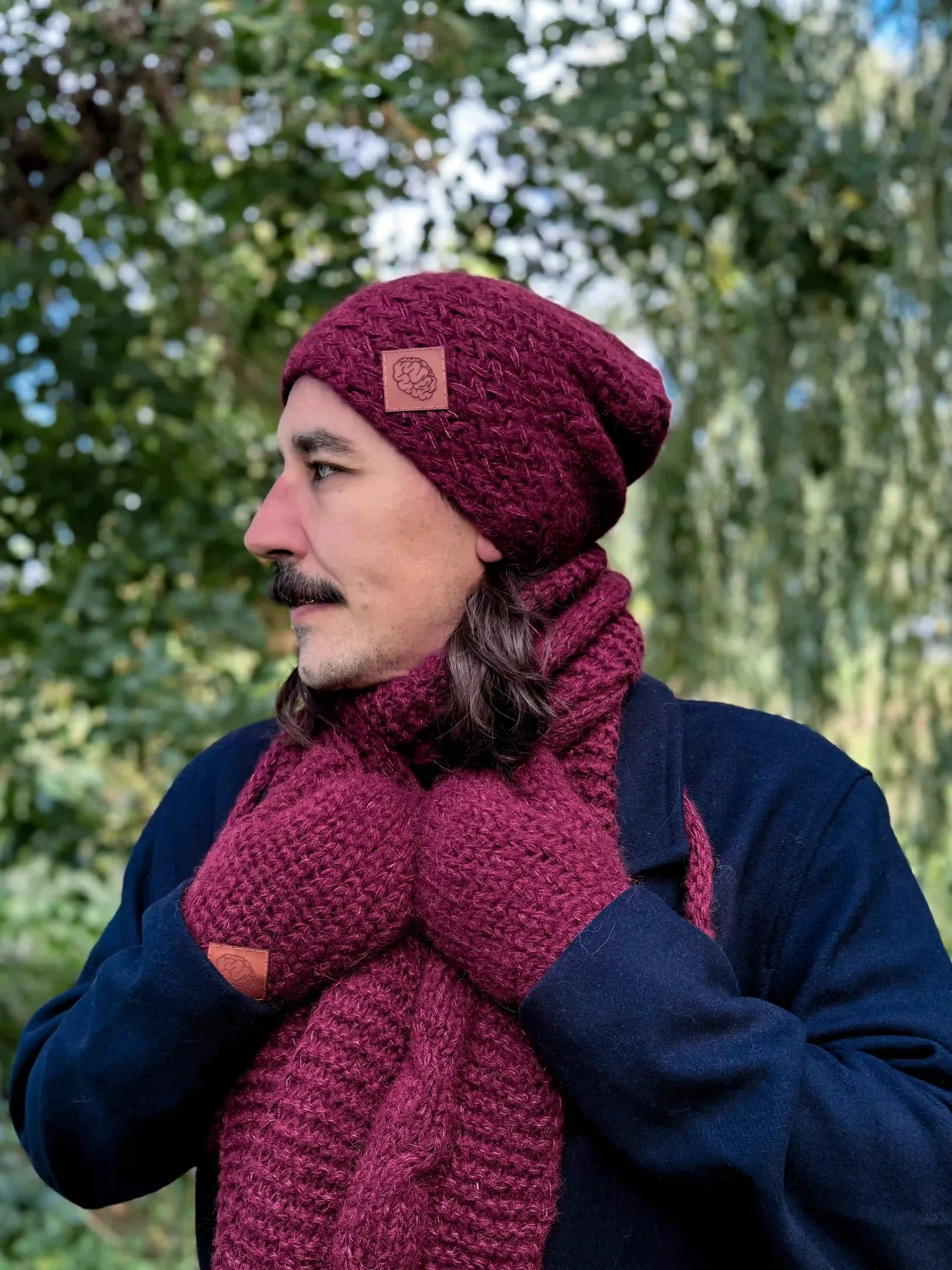 Męski szal MERINO "Bordo szalik" 127 szalik męski bordo
