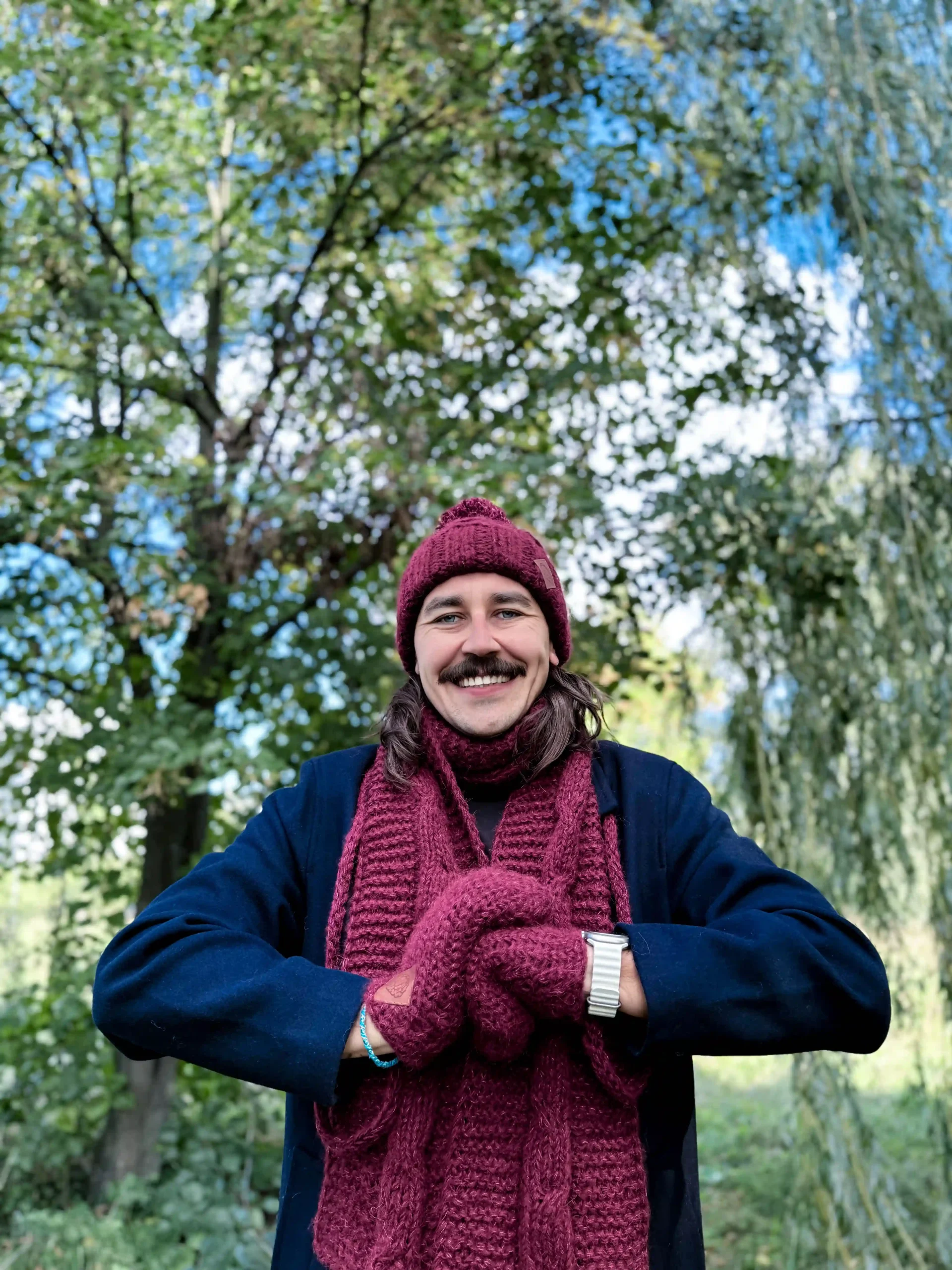 Męski szal MERINO "Bordo szalik" 126 szalik męski merino