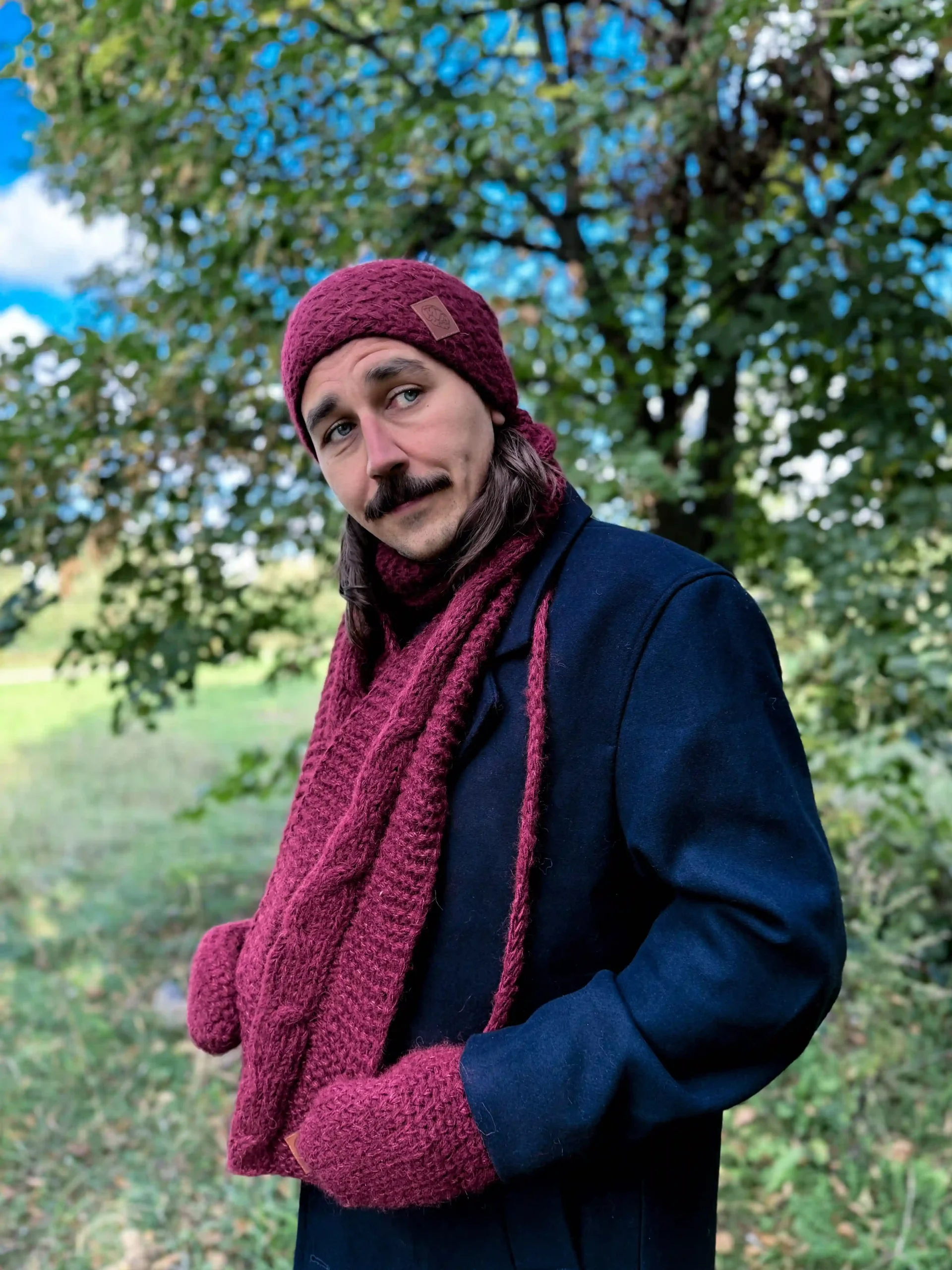 Męski szal MERINO "Bordo szalik" 125 szalik męski