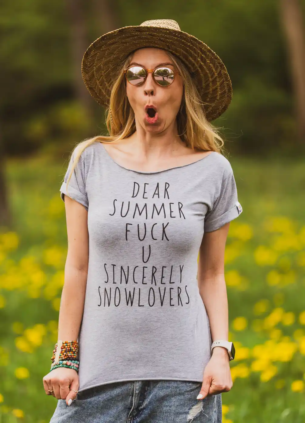 Szara bawełniana koszulka Dear summer 1 szara luzna koszulka z bawelny