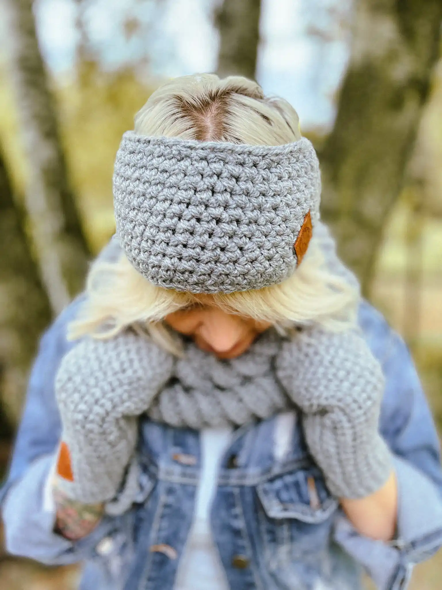 Ciepła opaska zimowa ,,Szary" 40 szara opaska handmade