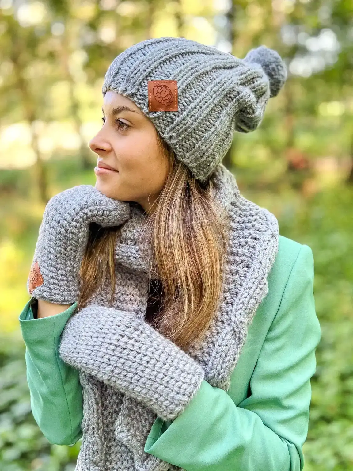 Rękawiczki handmade ze sznureczkiem ,,Szary" 5 szare rekawiczki handmade z dodatkiem welny 2 2