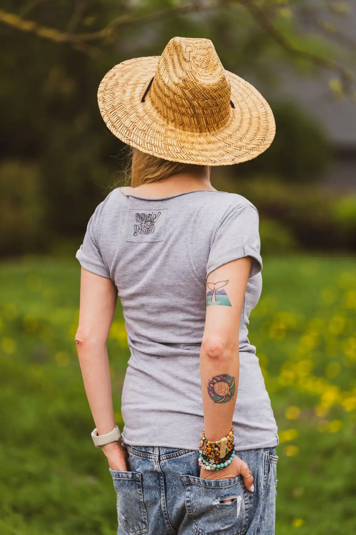 Szara bawełniana koszulka Dear summer 6 szary luzny t shirt