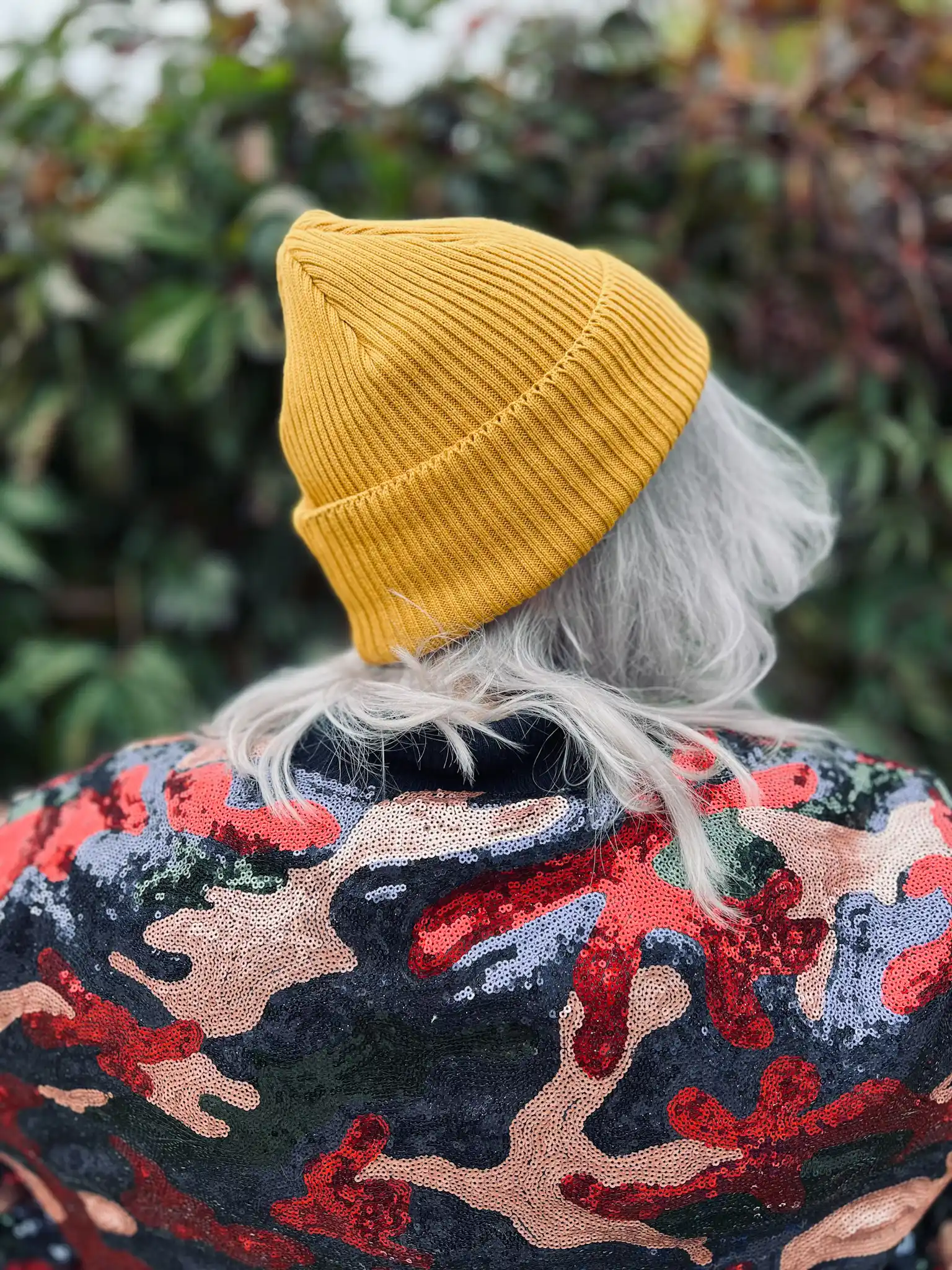 Bawełniana czapka beanie logo ekoskórka "Miodowa musztarda" 114 trendy czapka bawelniana musztarda