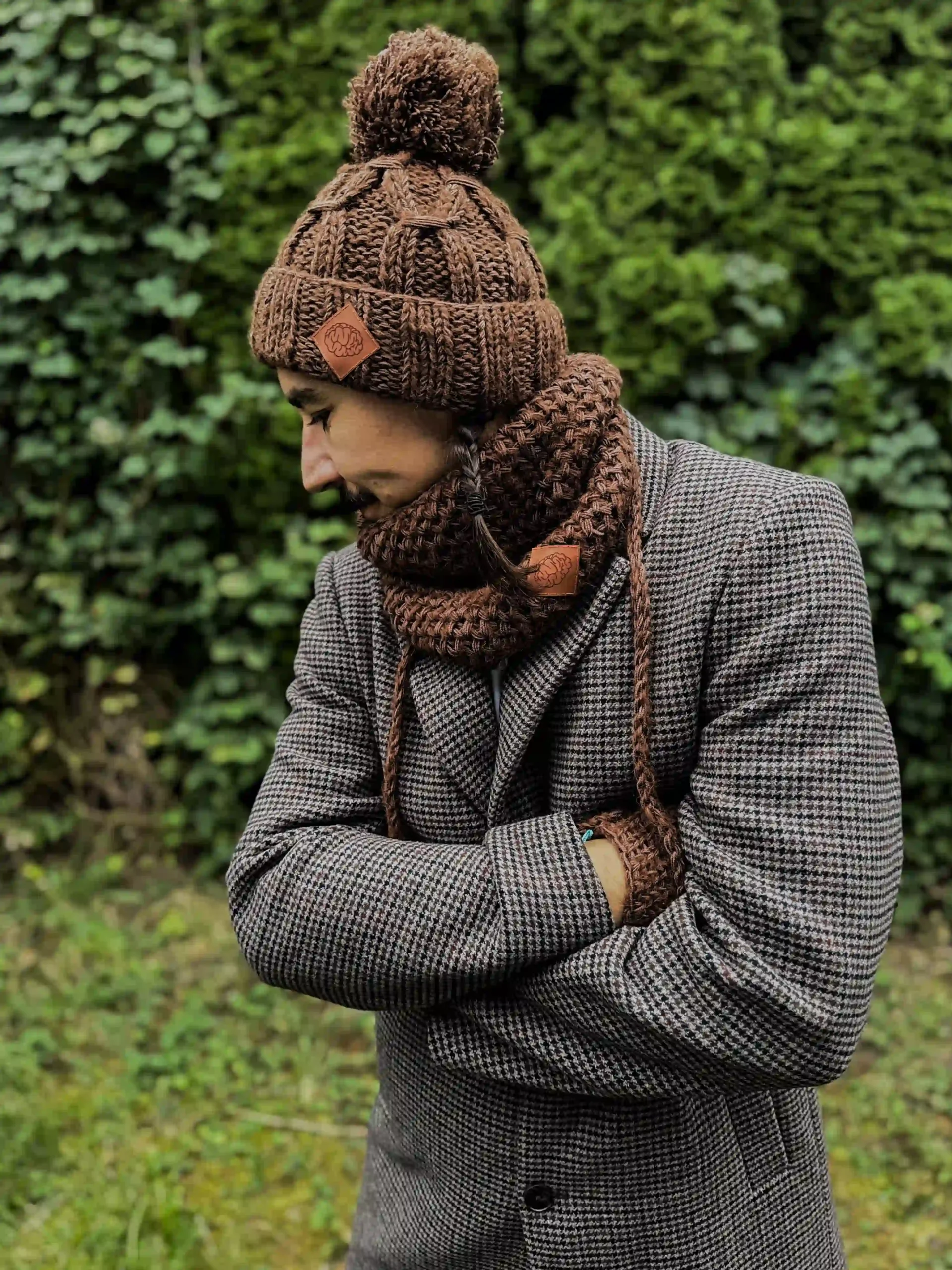 Męska czapka MERINO Euforia "Brąz" 157 zimowa czapka merino scaled 1